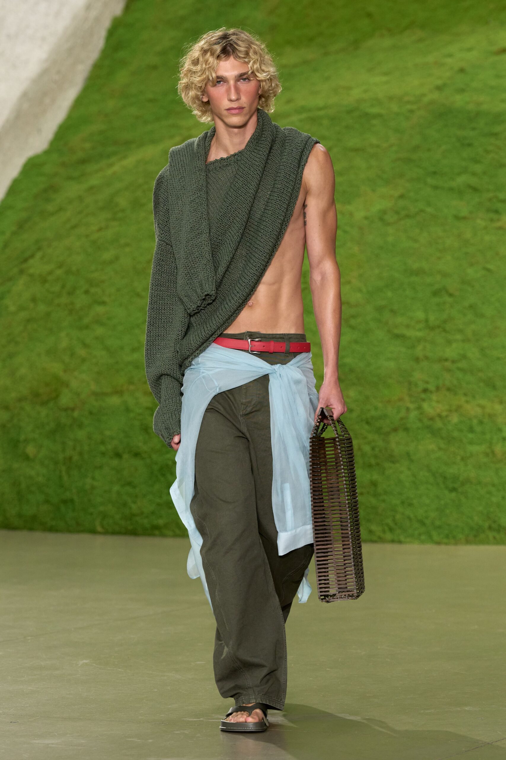 one-sleeve draped knit sweater