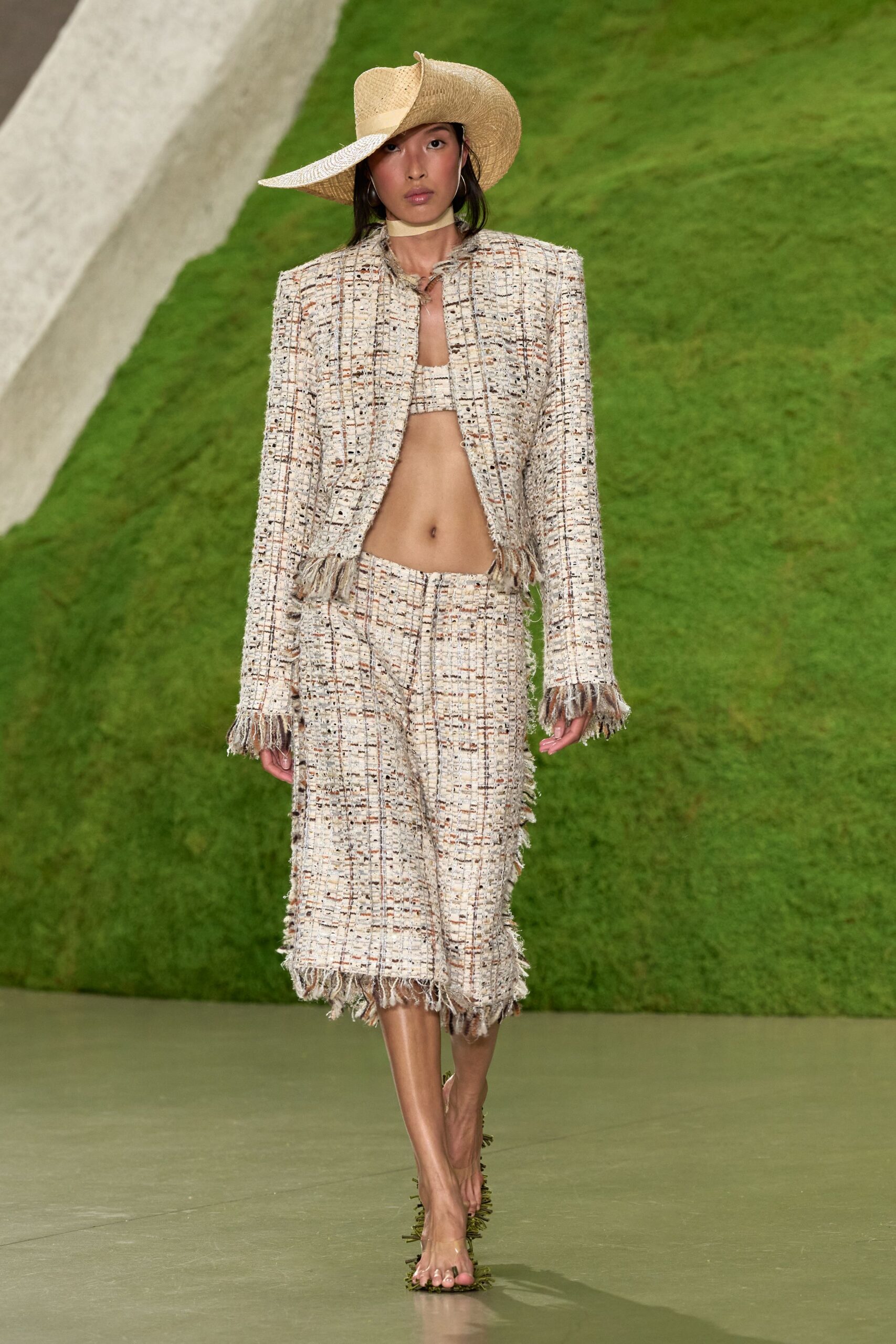 fringed tweed jacket and culottes set