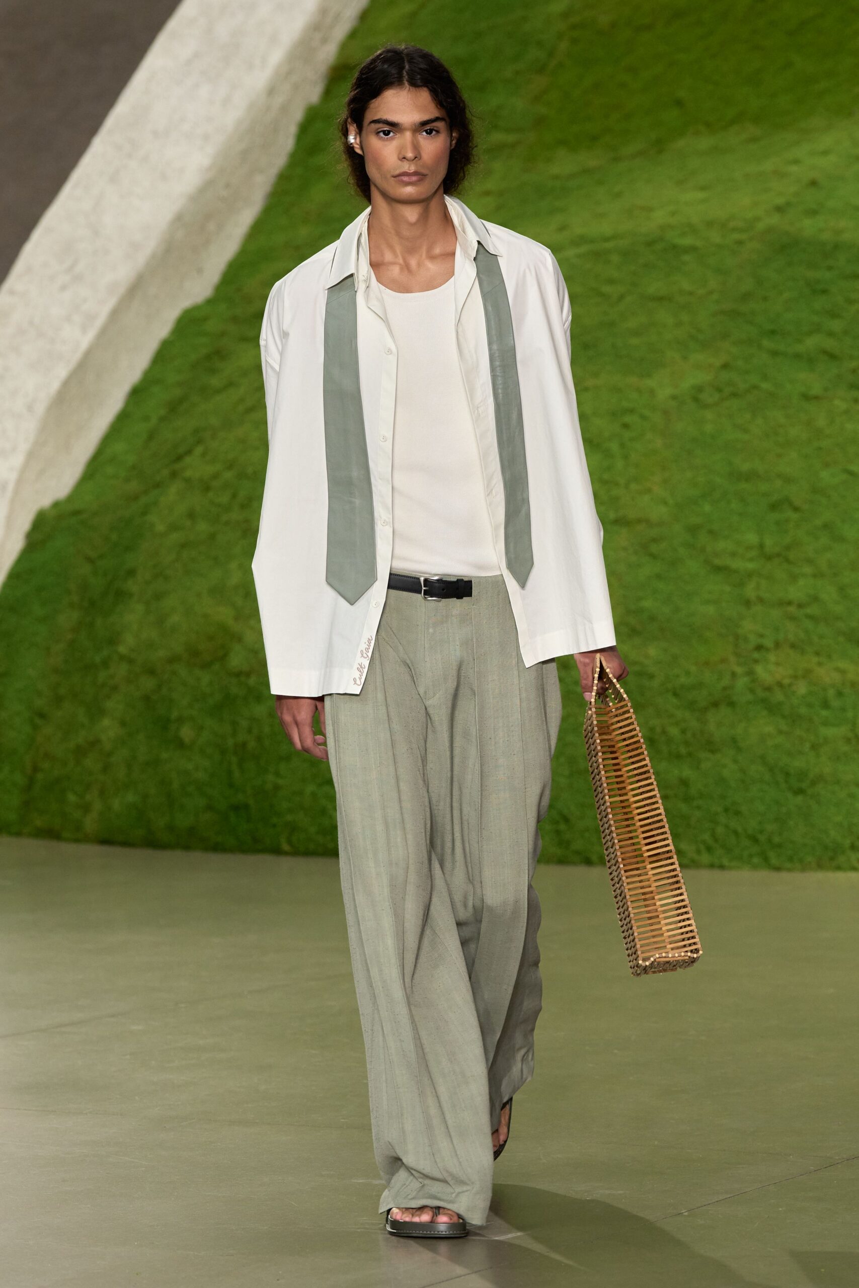 oversized white shirt with untied tie