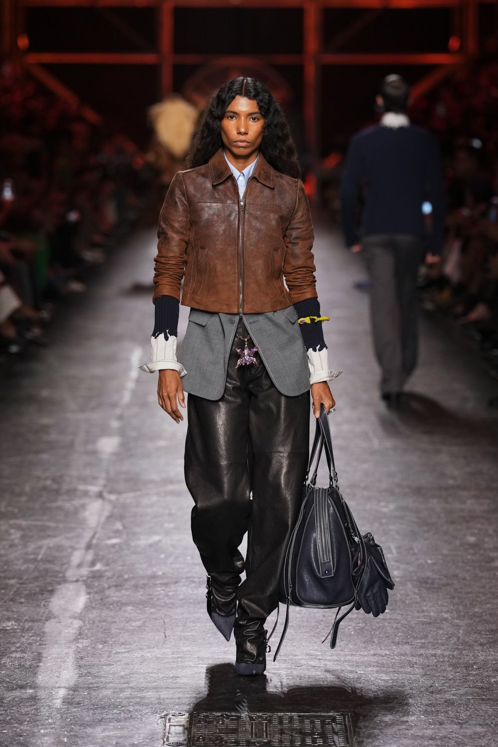 cropped brown leather jacket
