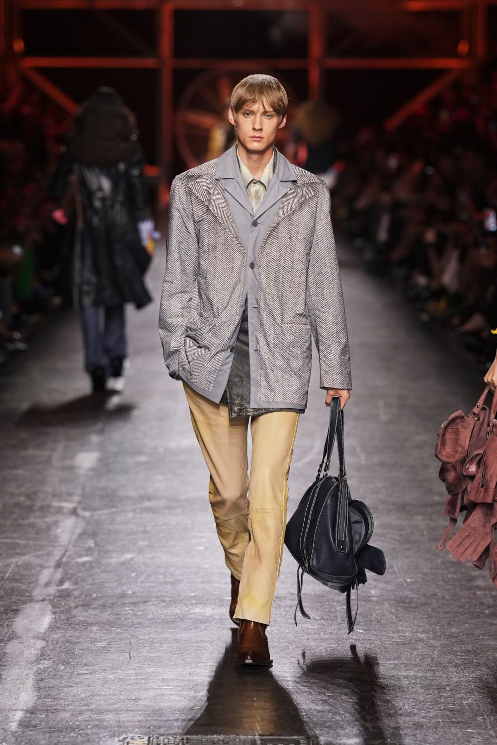 gray herringbone oversized jacket
