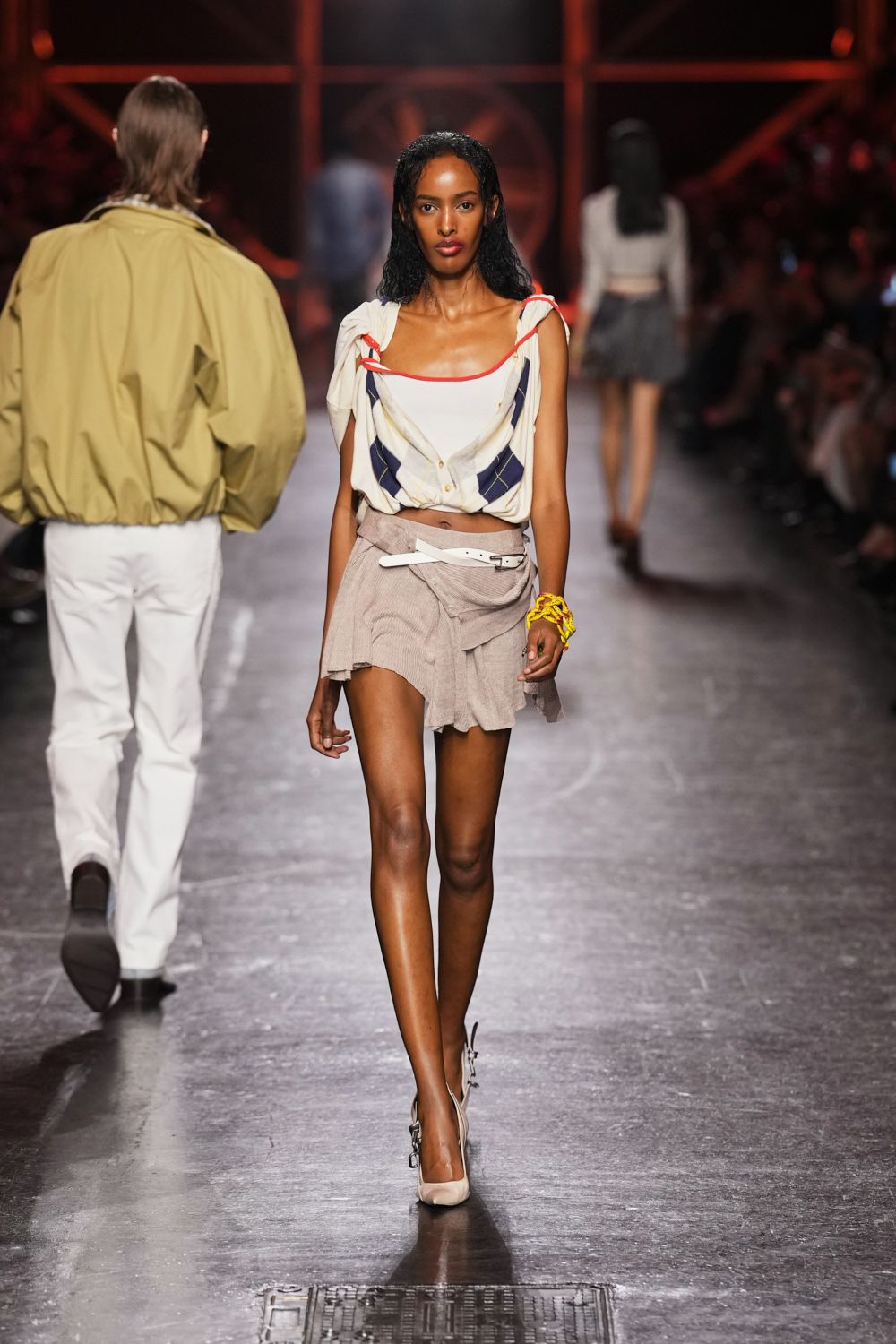 argyle scarf-style cropped top