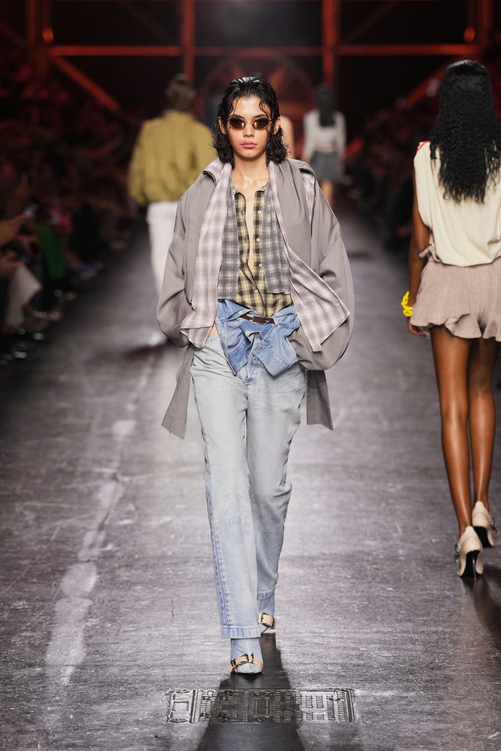 oversized draped gray wrap jacket