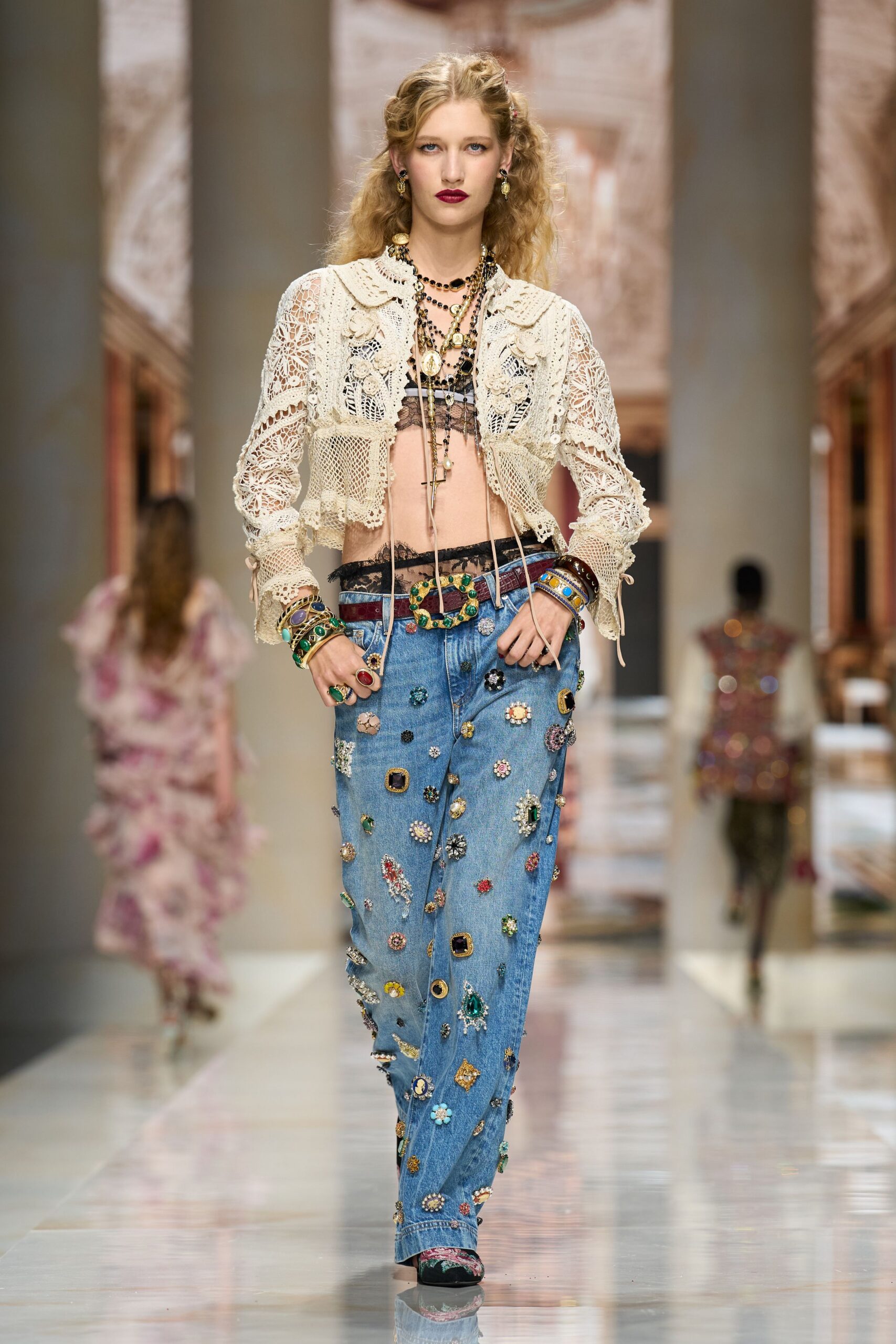 jeweled embellished denim jeans