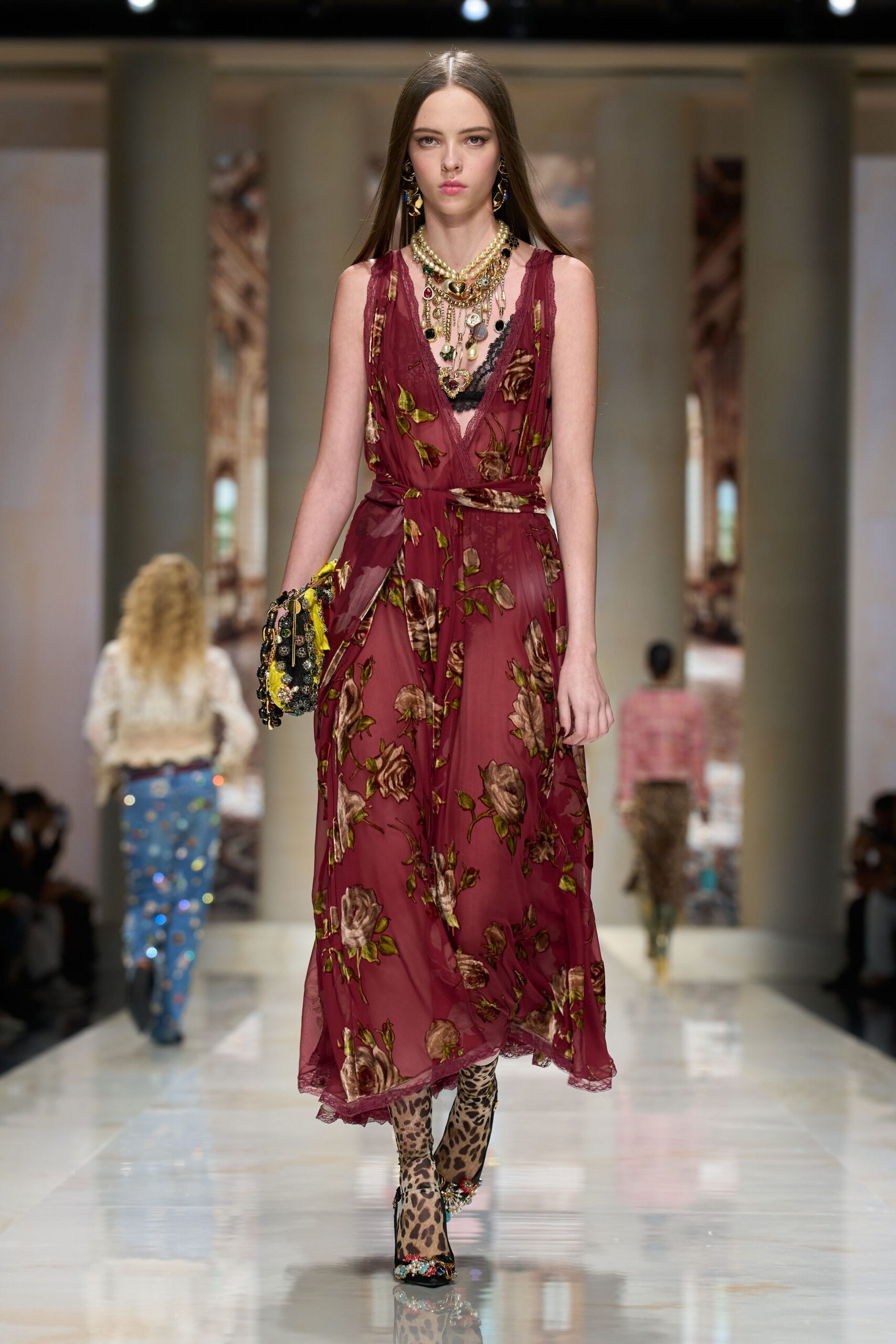 burgundy floral slip-style maxi dress