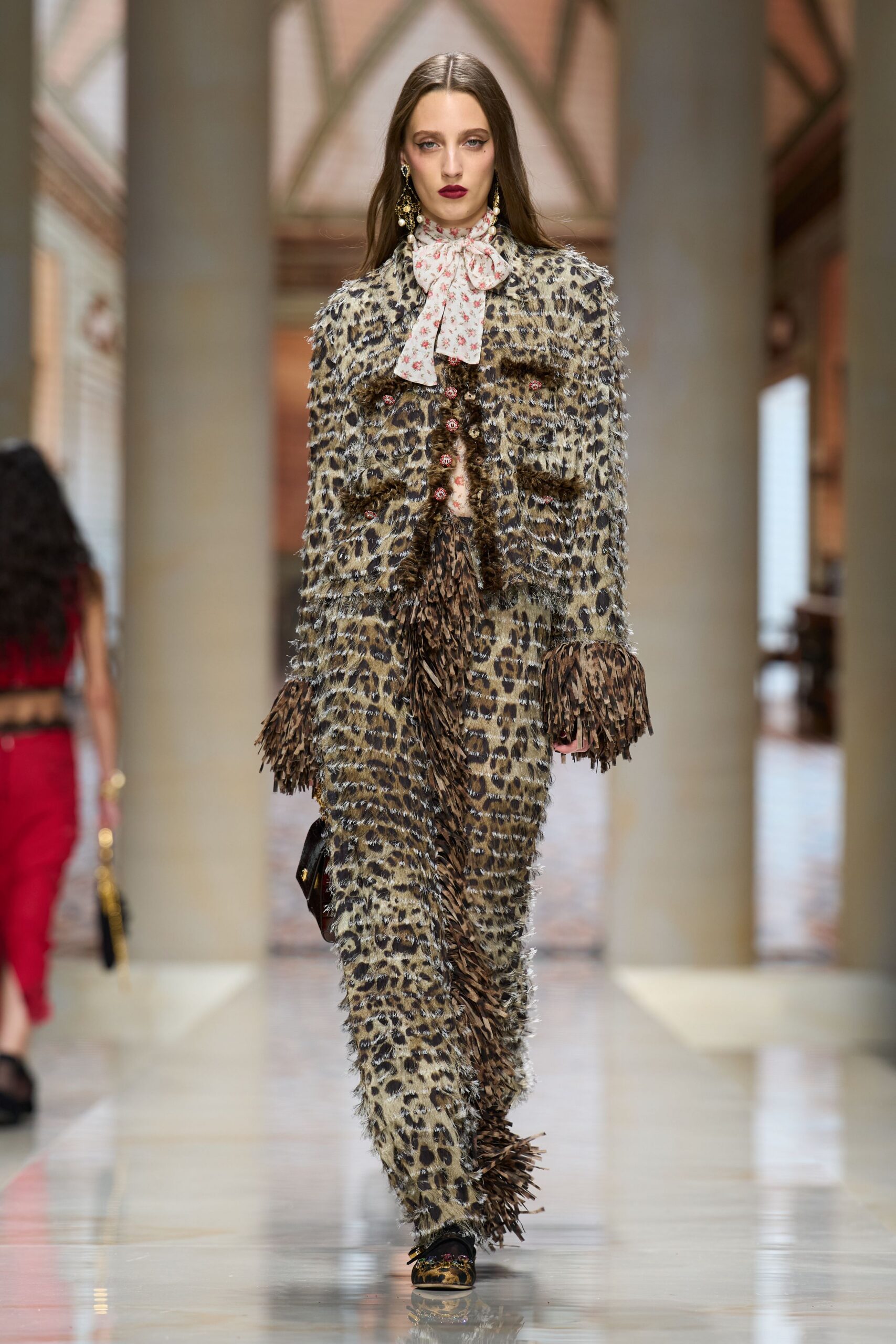 leopard tweed fringe jacket