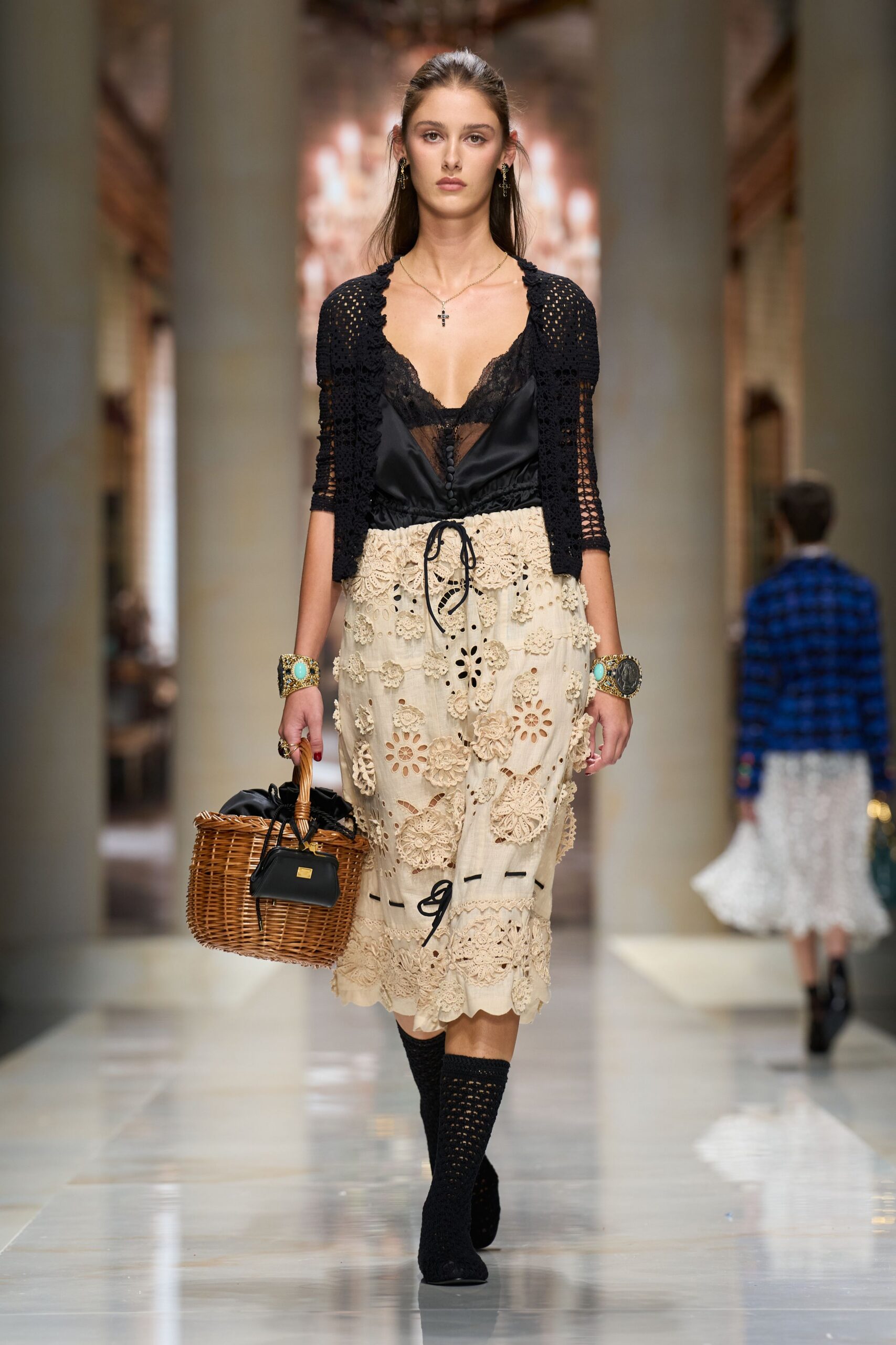 ivory lace appliqué slip dress