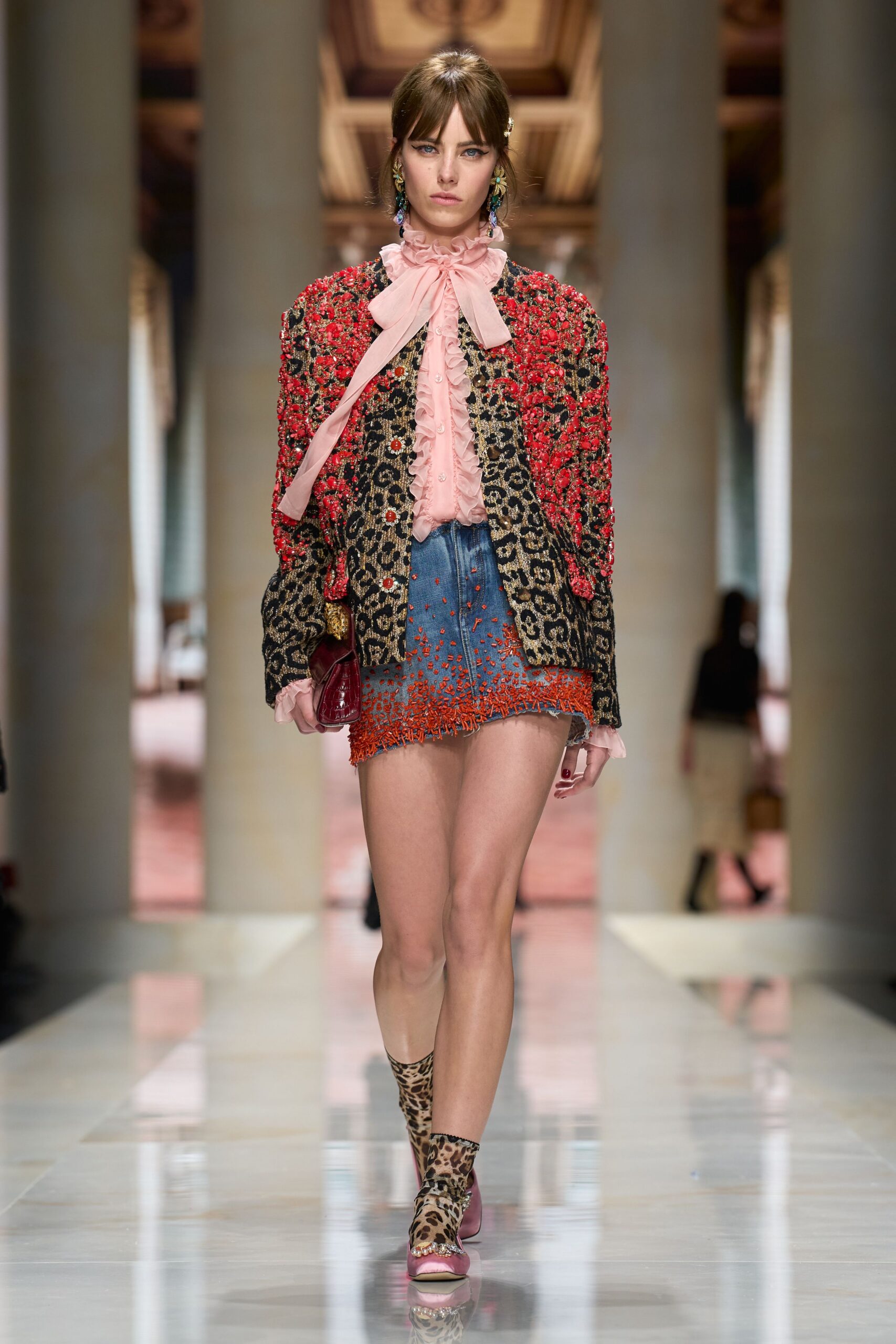 leopard jacquard embellished jacket
