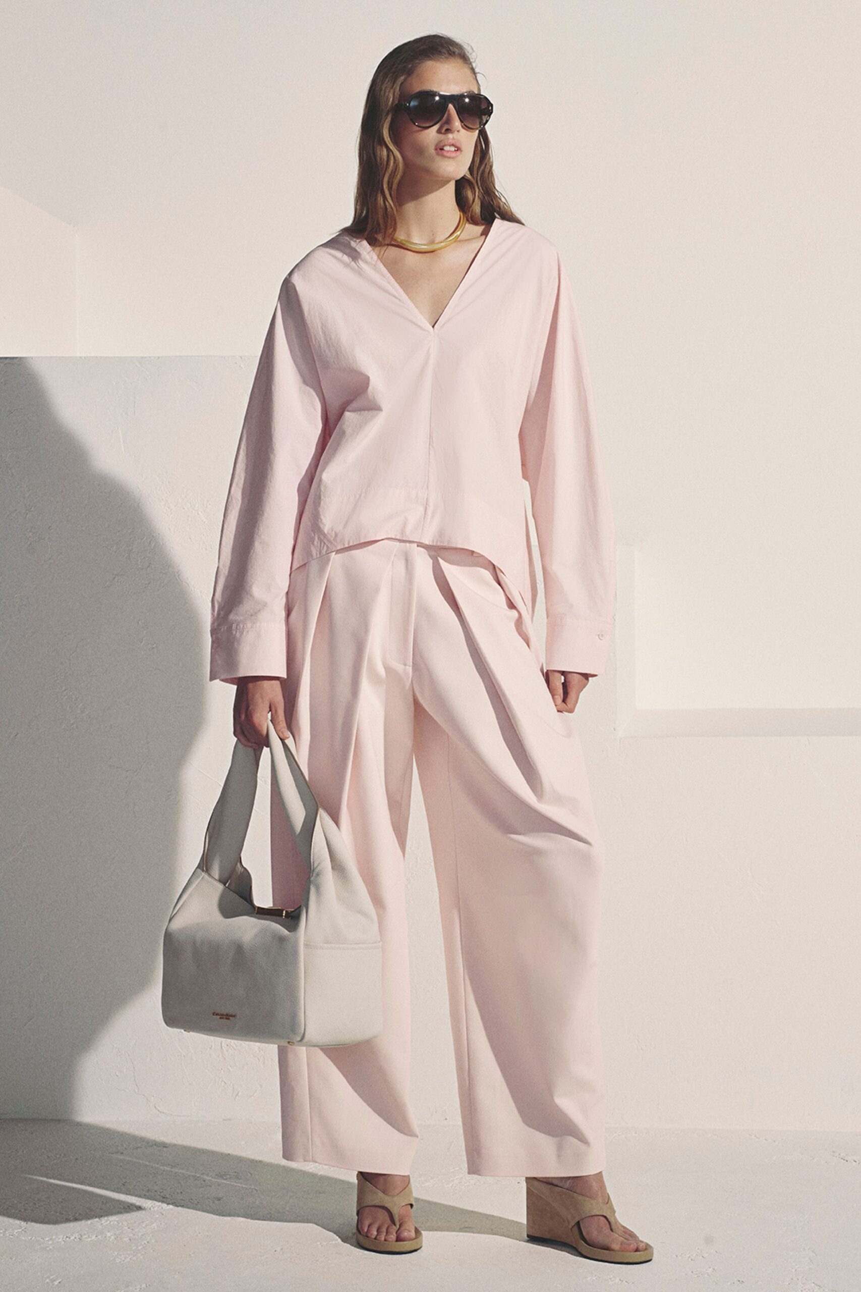 pale pink oversized blouse