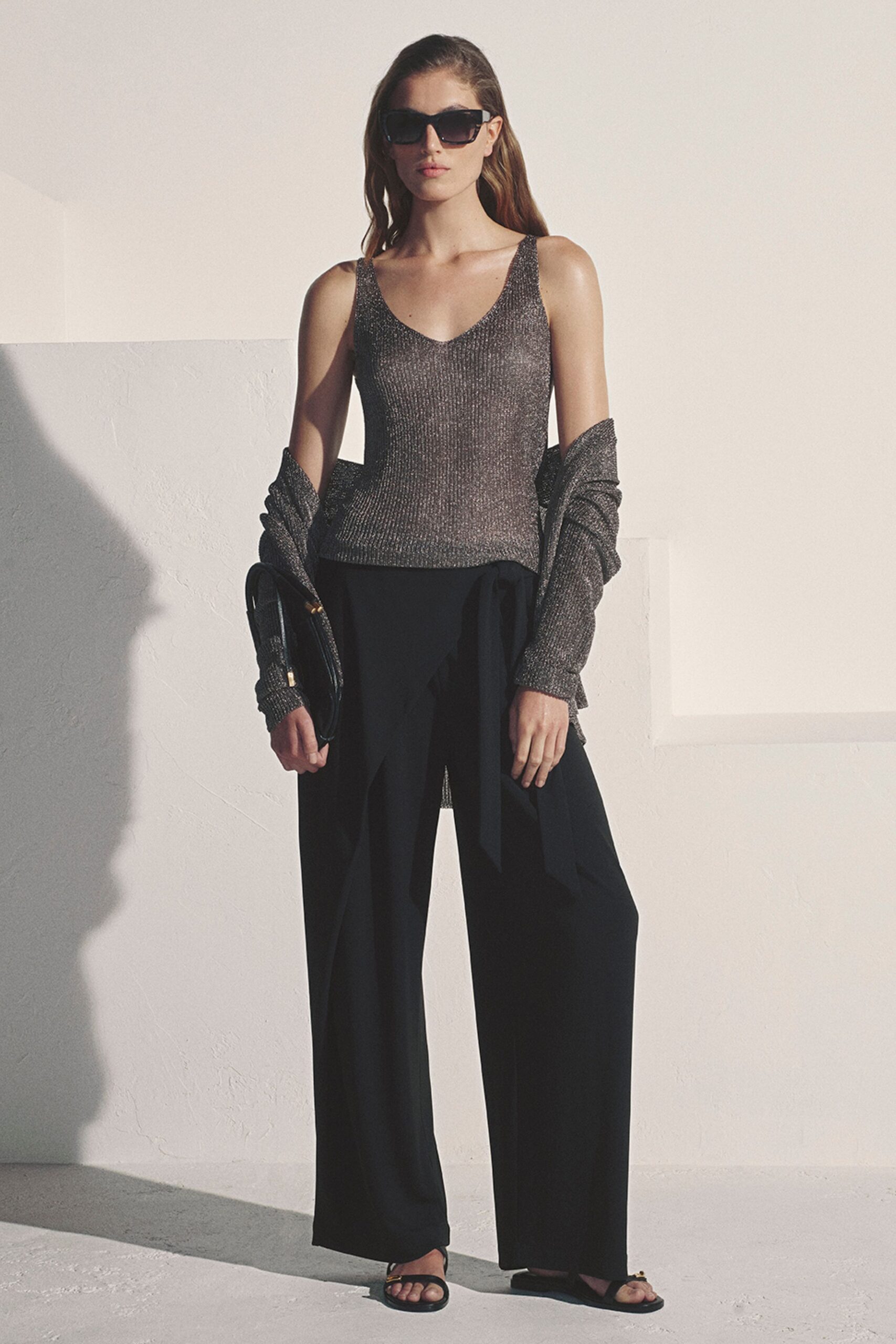 metallic knit tank top