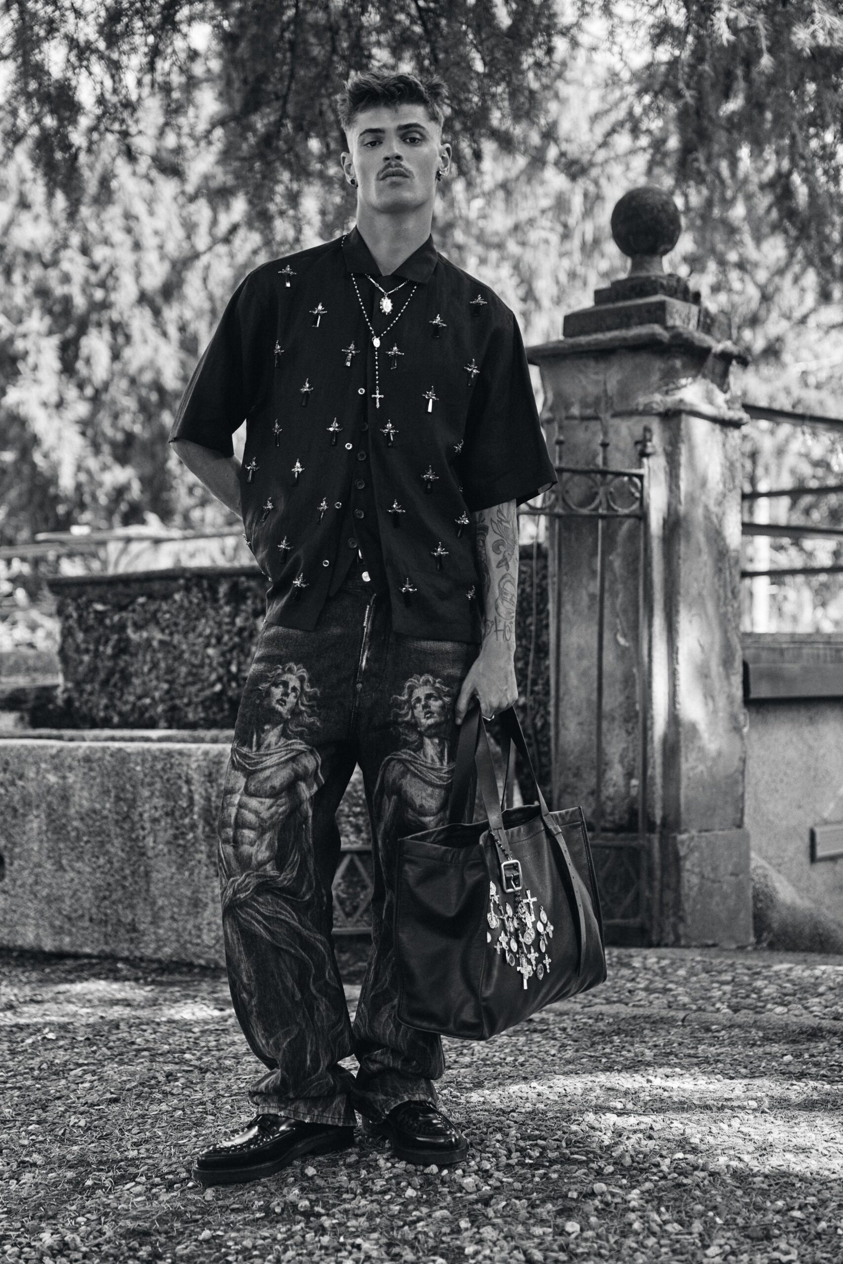 black leather embellished bag