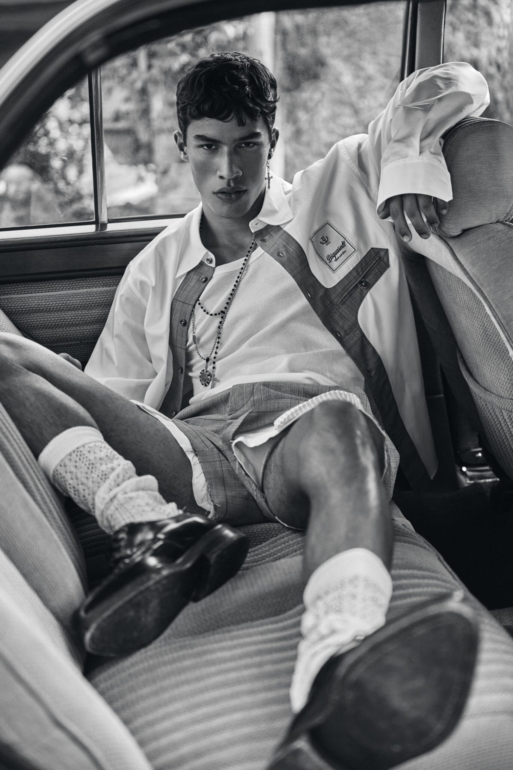 white knit crew openwork textured socks