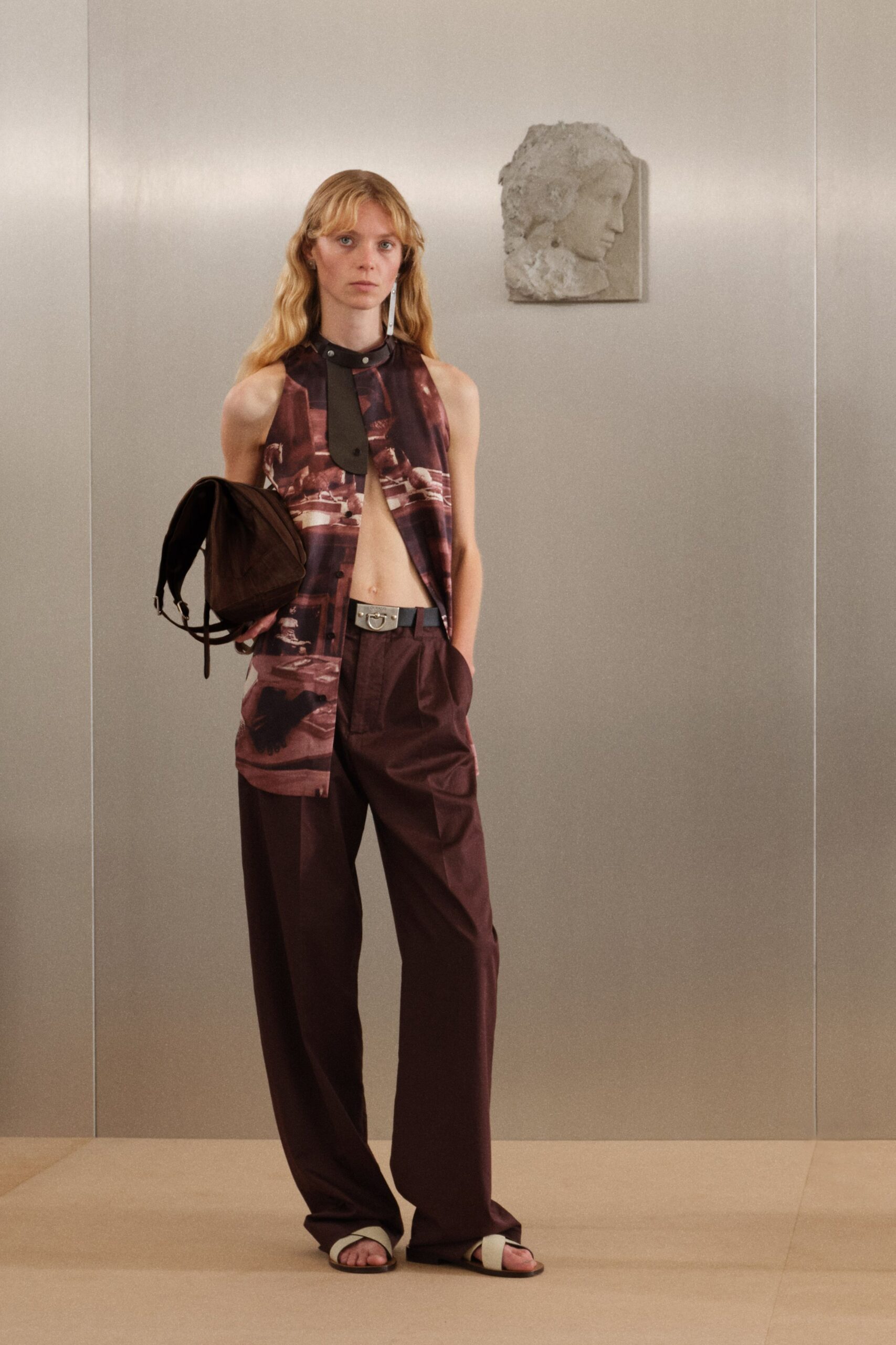printed apron-front halter top