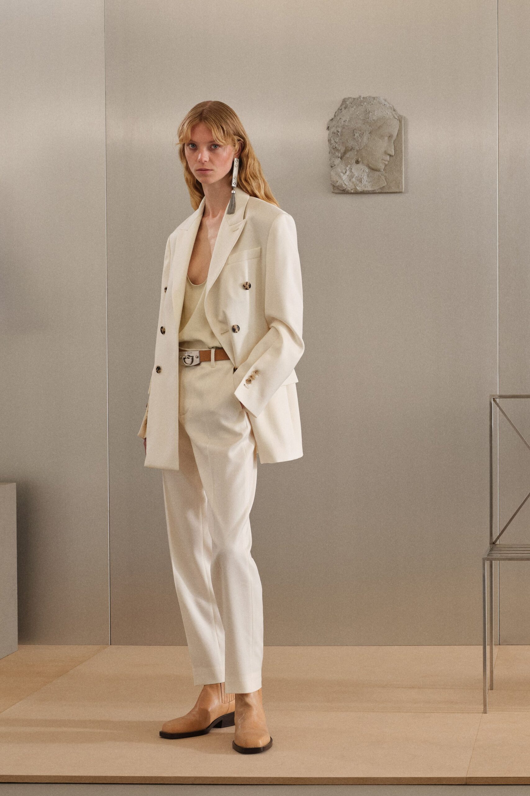 oversized ivory double-breasted blazer