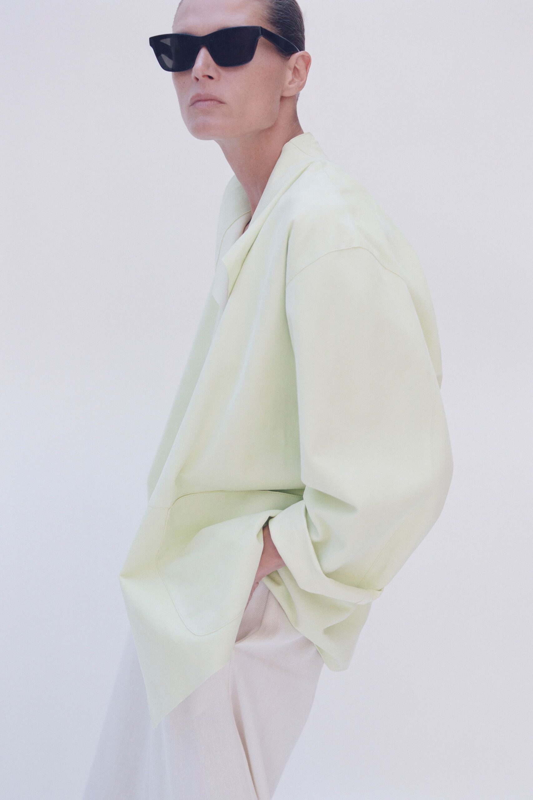 oversized draped wrap-front jacket