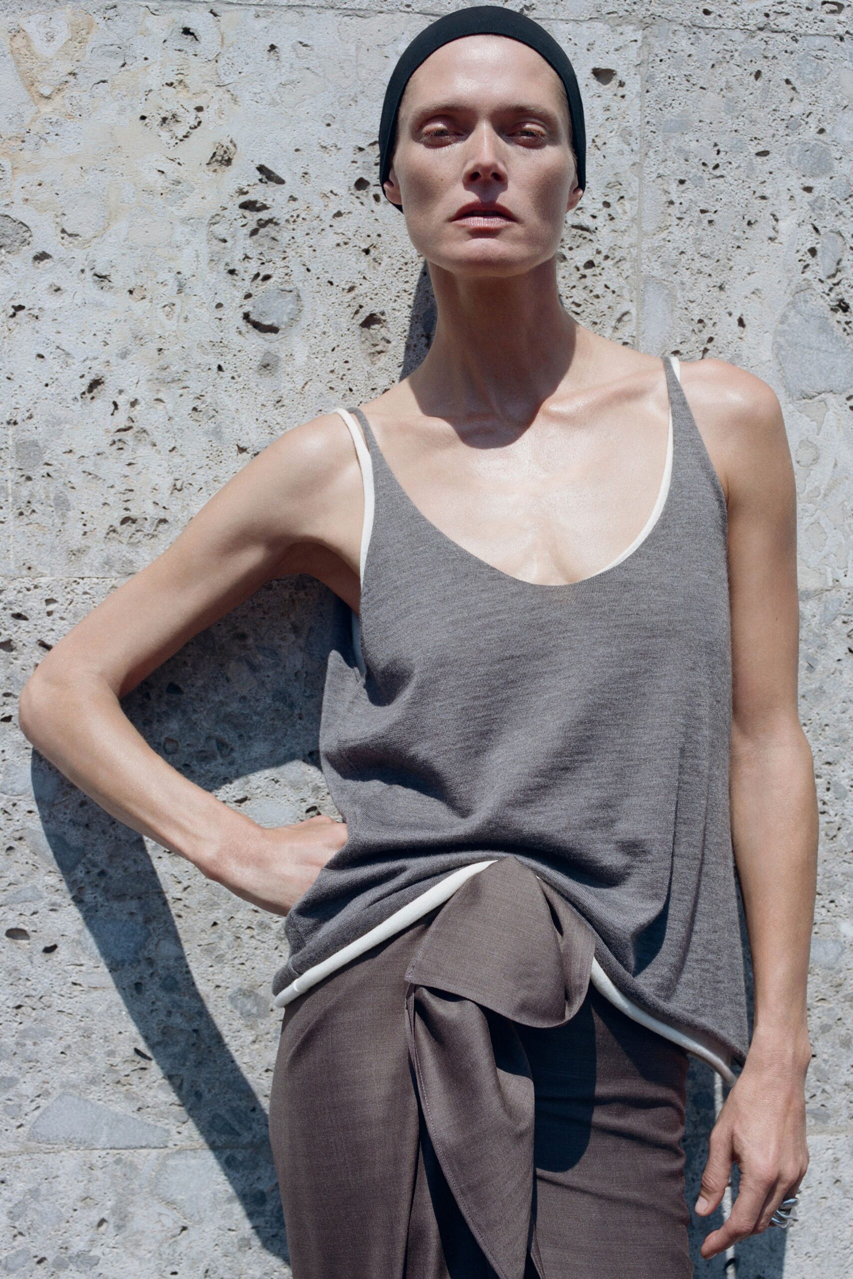 contrast trim knit tank top