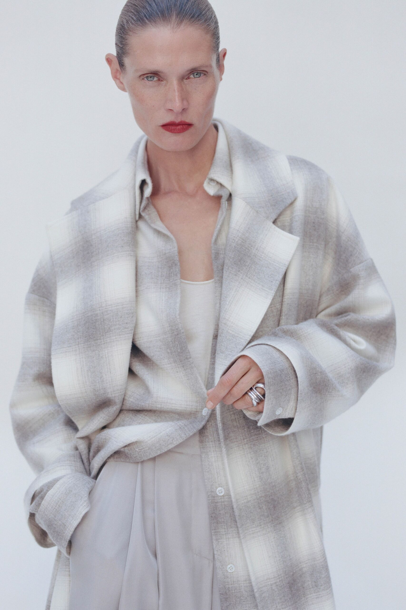 oversized checked button-front shirt