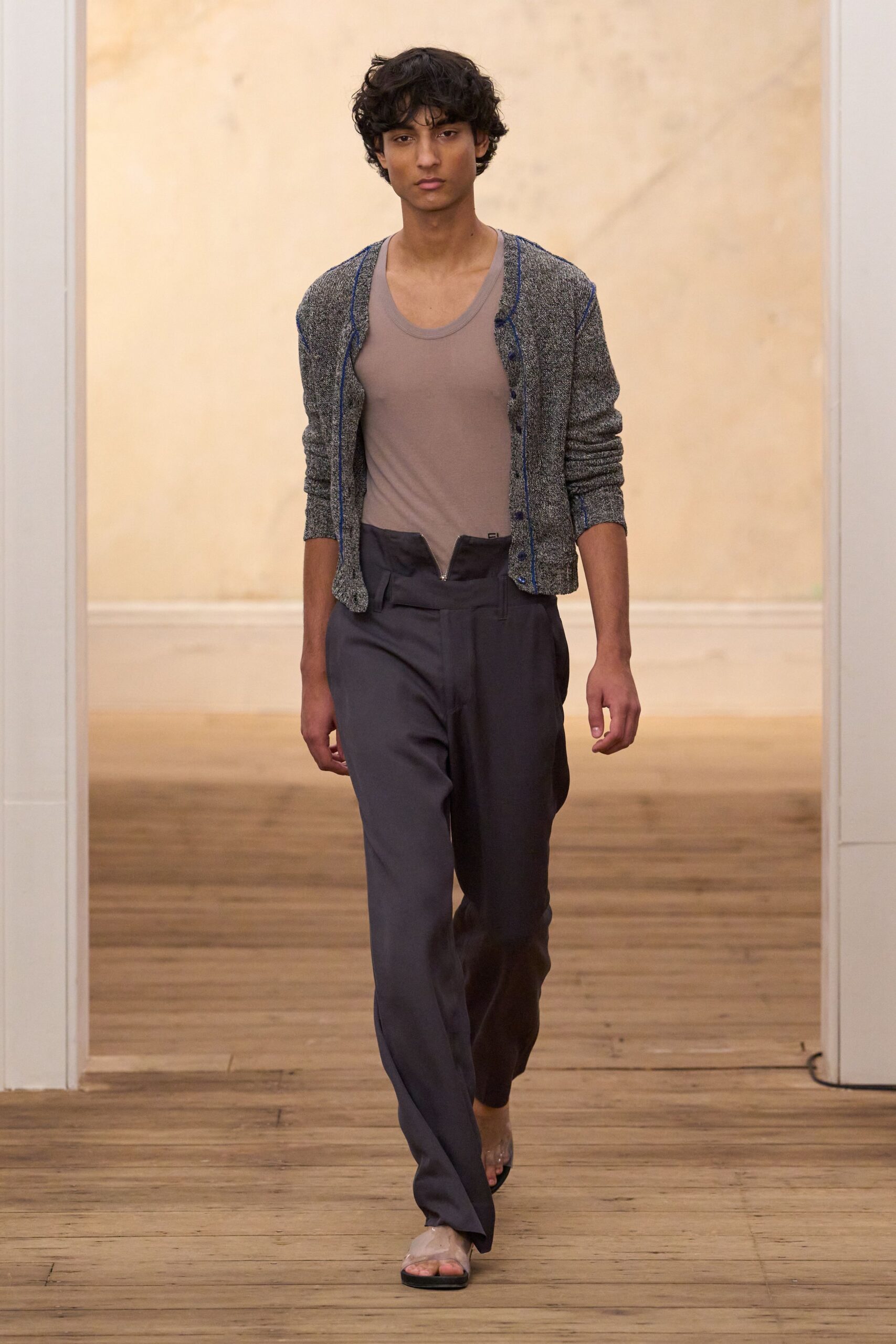 cropped contrast-trim knit cardigan