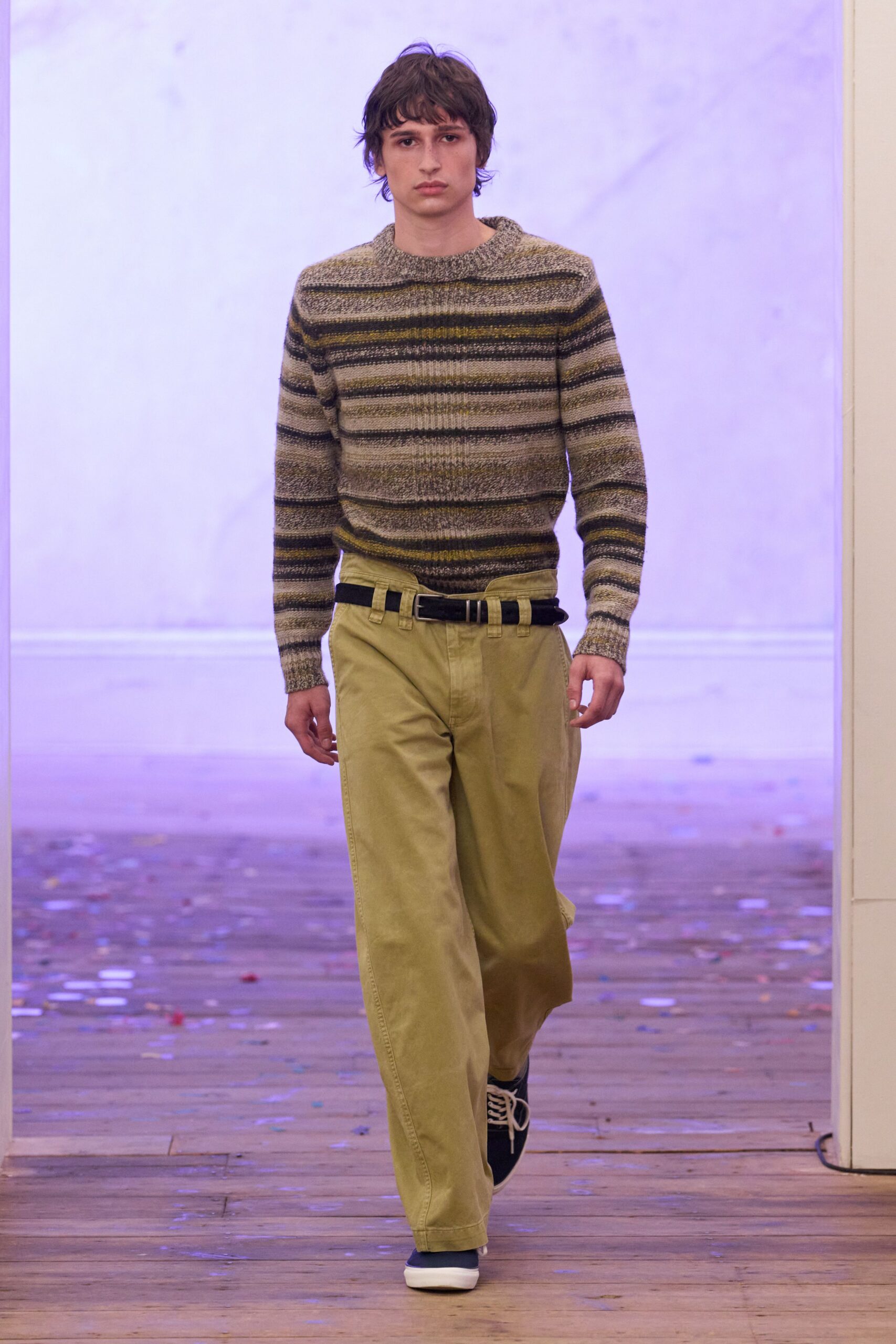 striped marled knit sweater