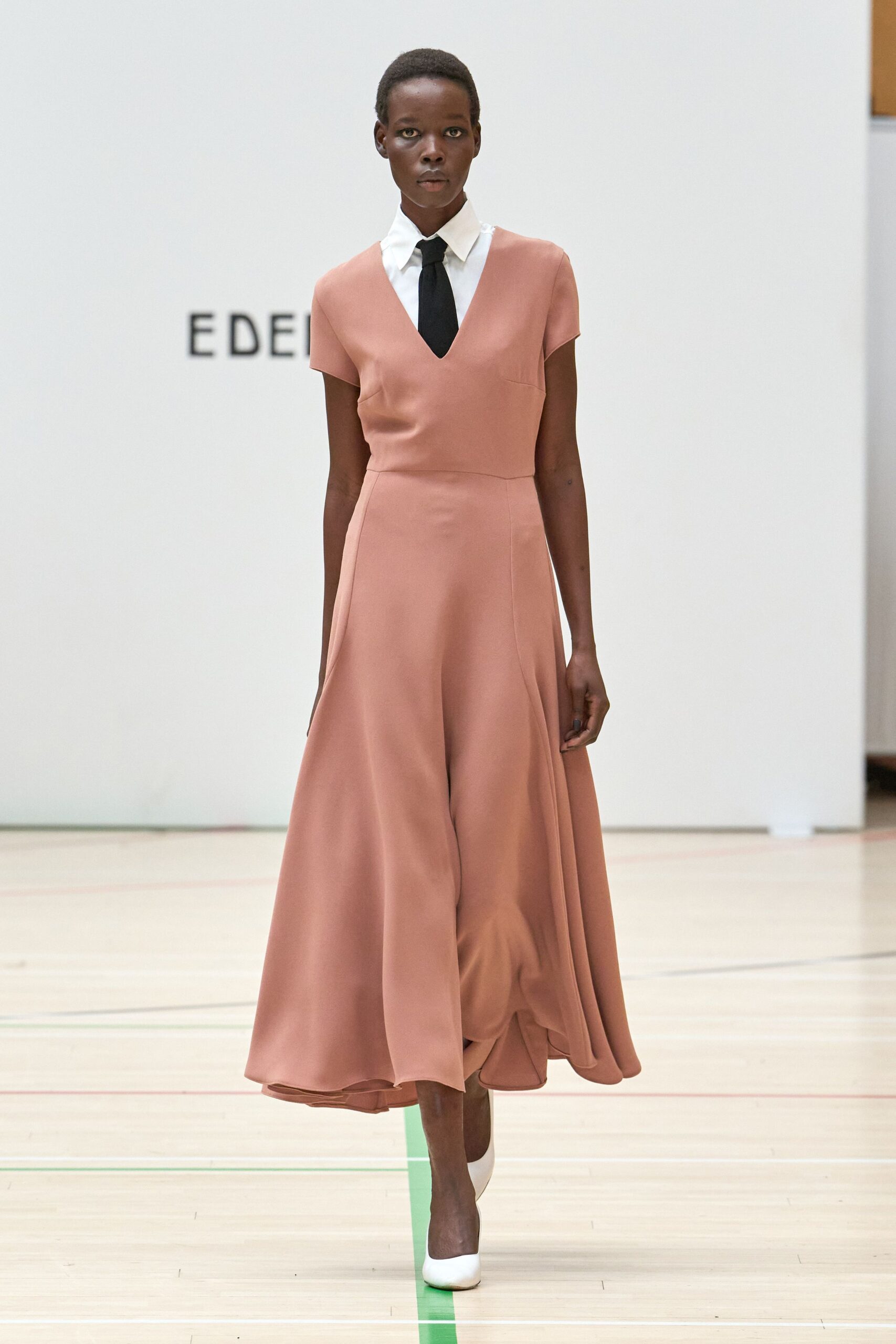 blush V-neck maxi dress