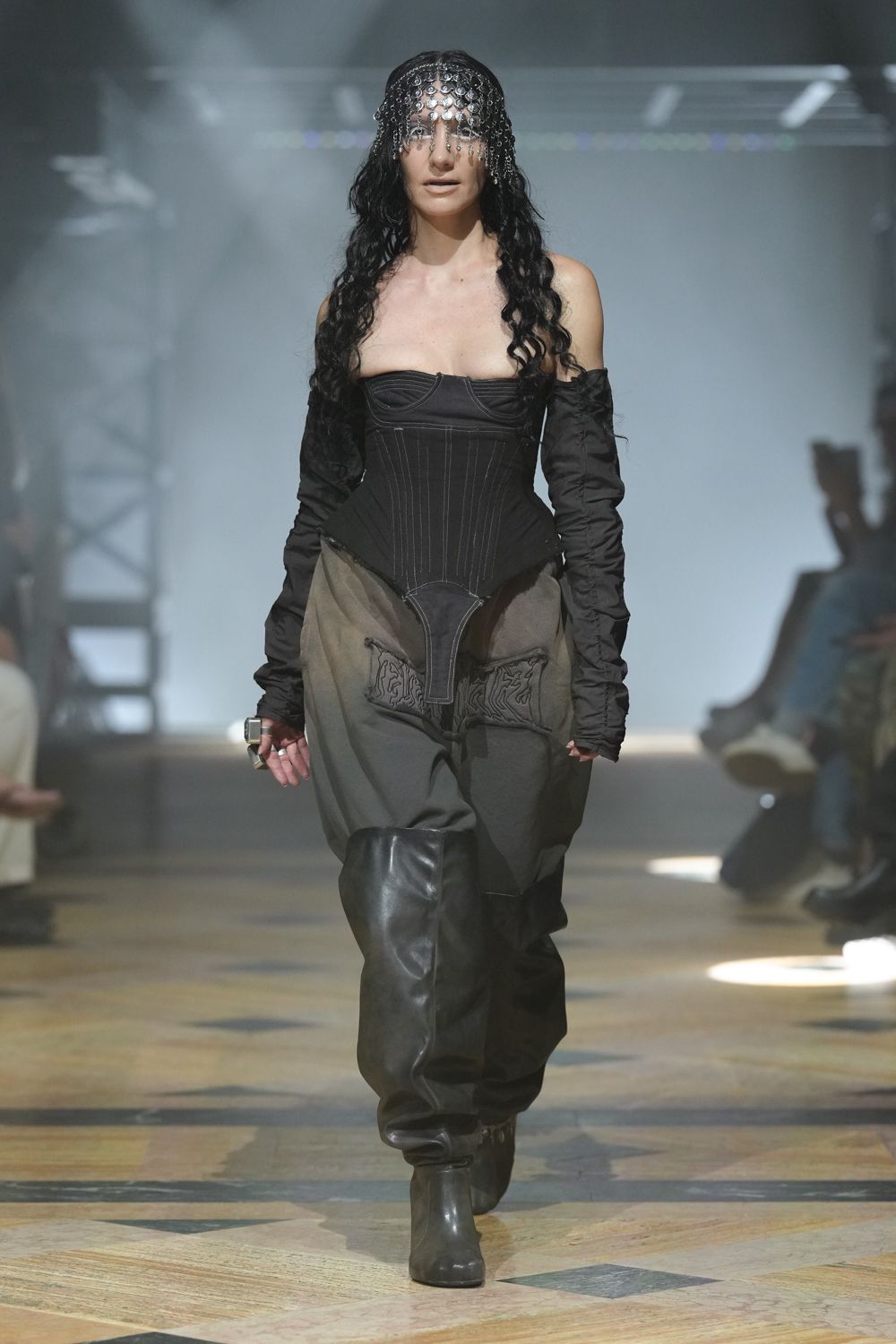 gray unknown relaxed wide-leg panelled pants