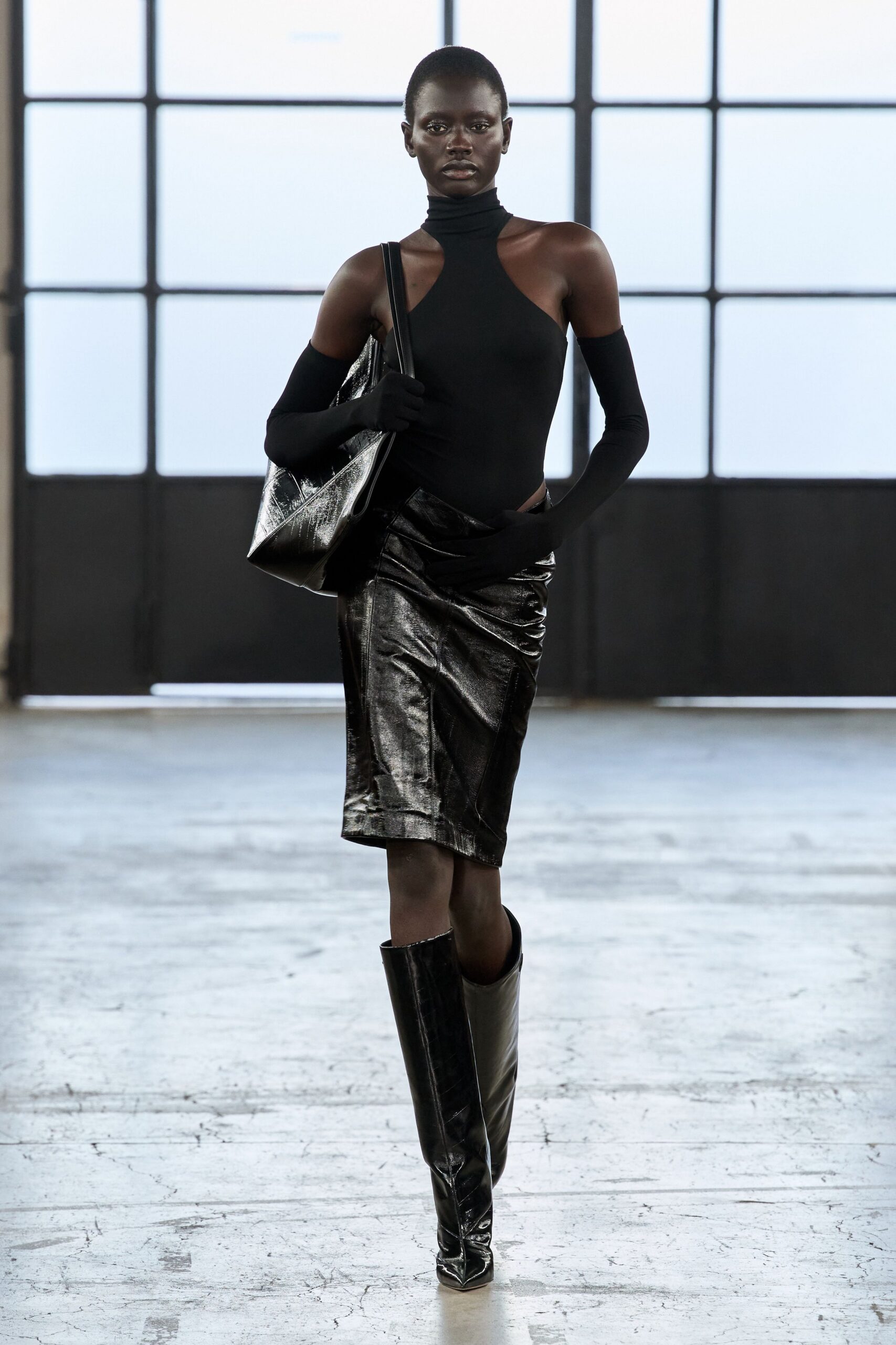 black halter turtleneck bodysuit