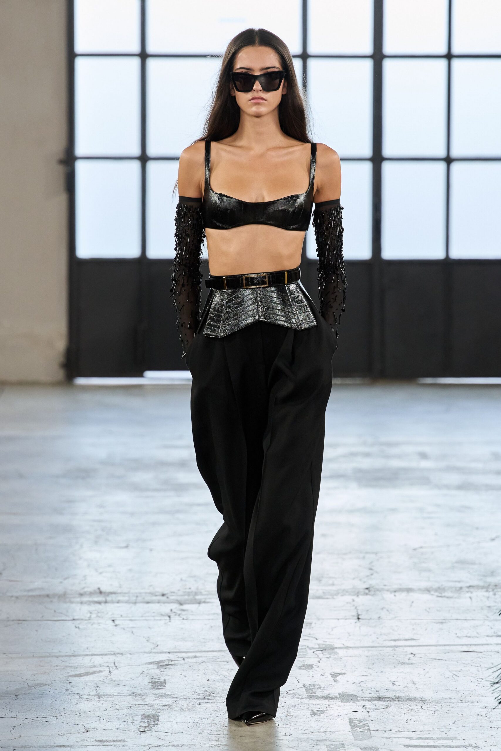 black leather bustier top