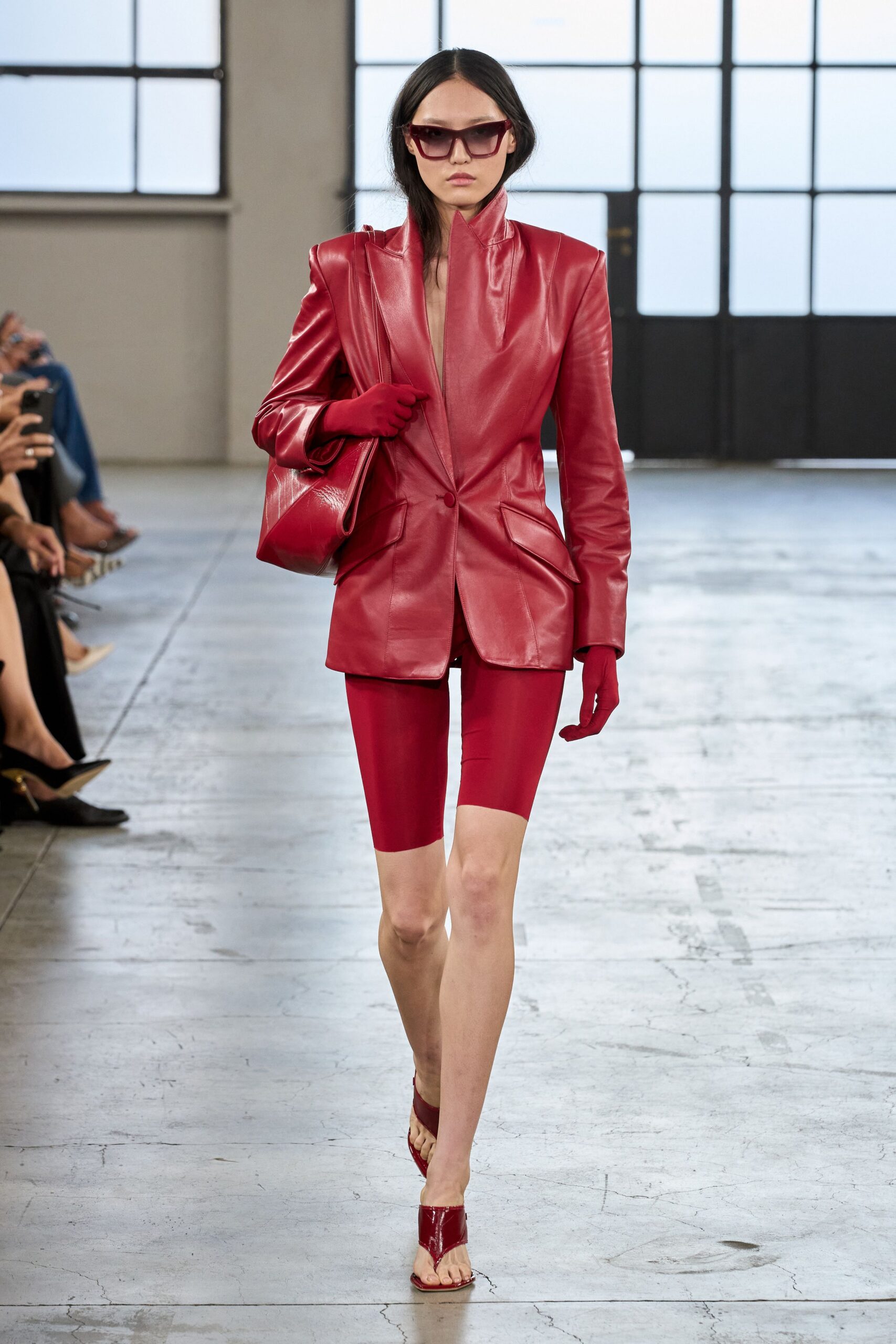 red leather blazer