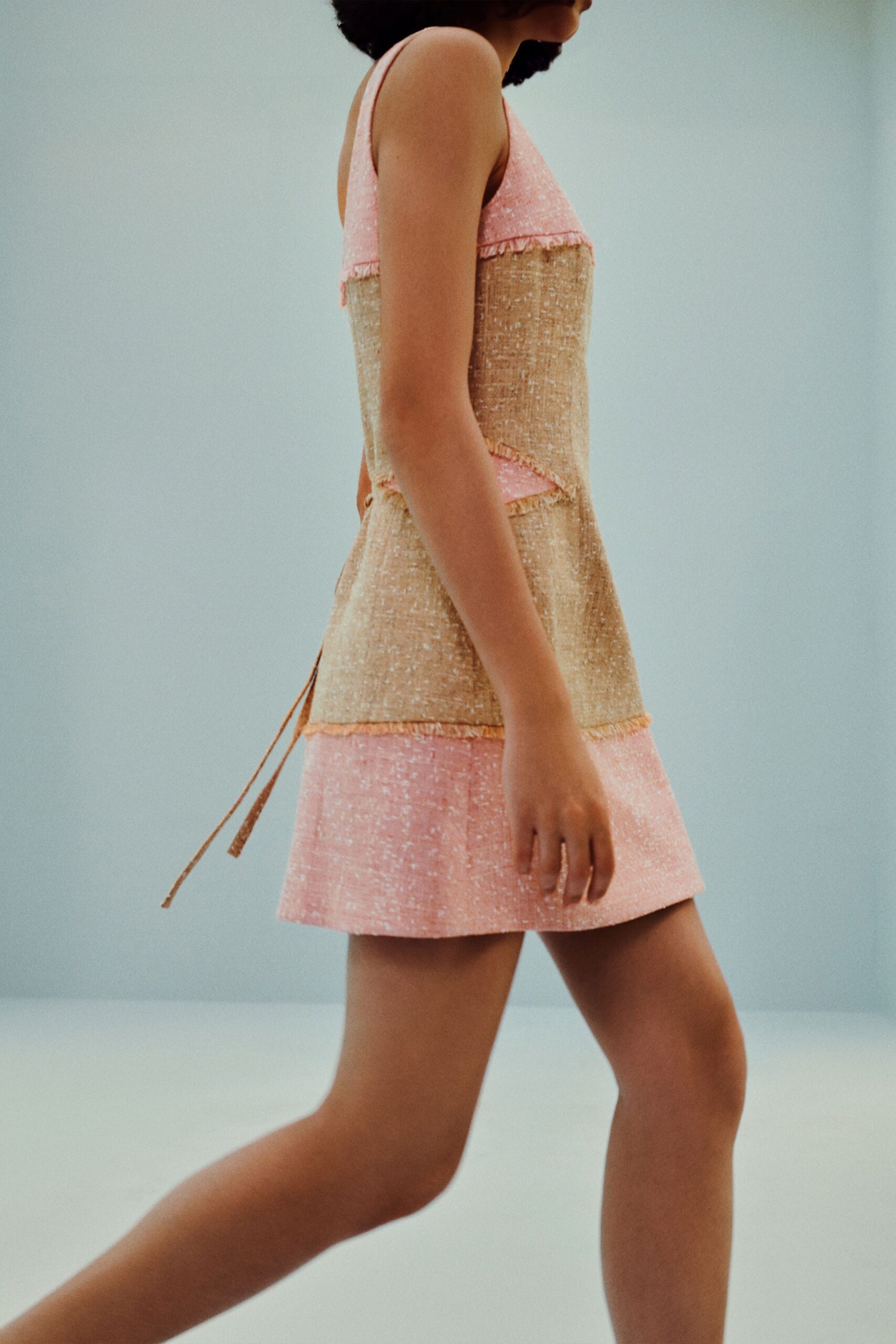 color-block tweed mini dress