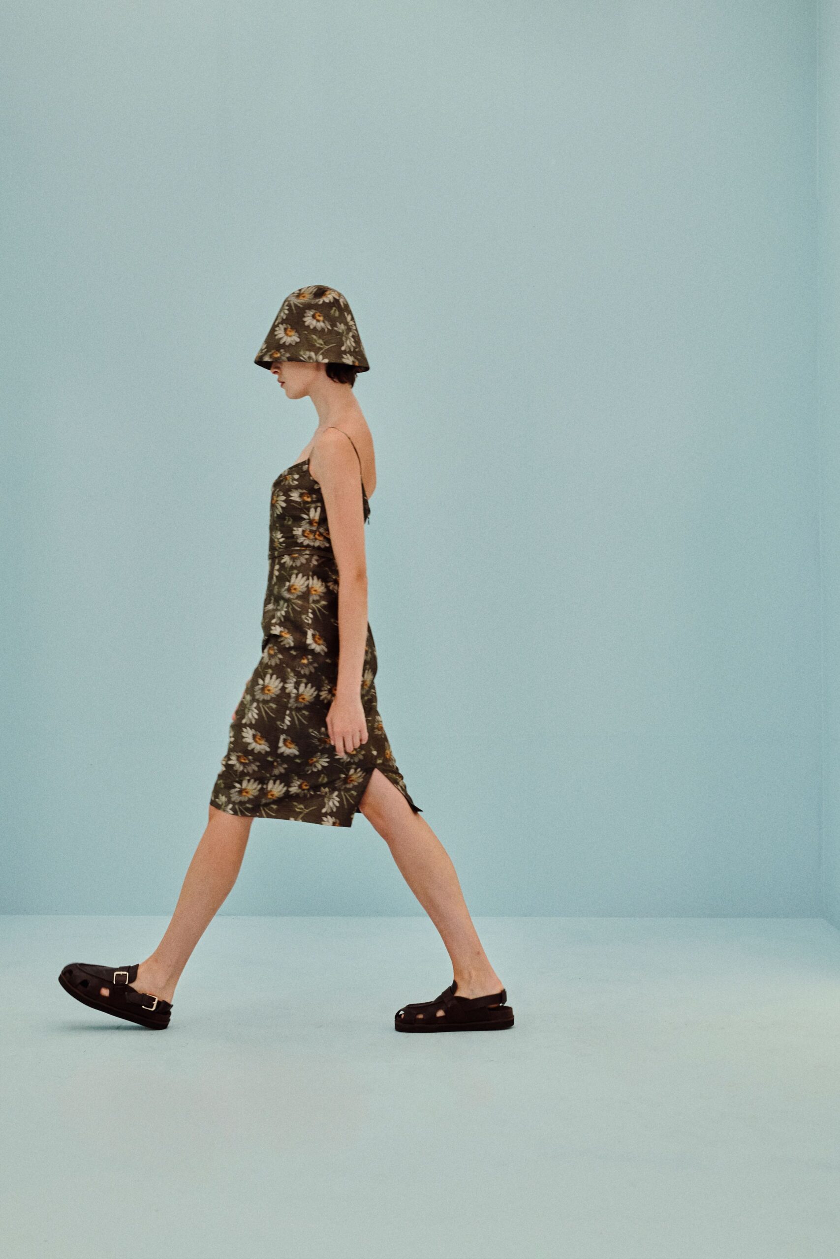 daisy-print slip midi dress