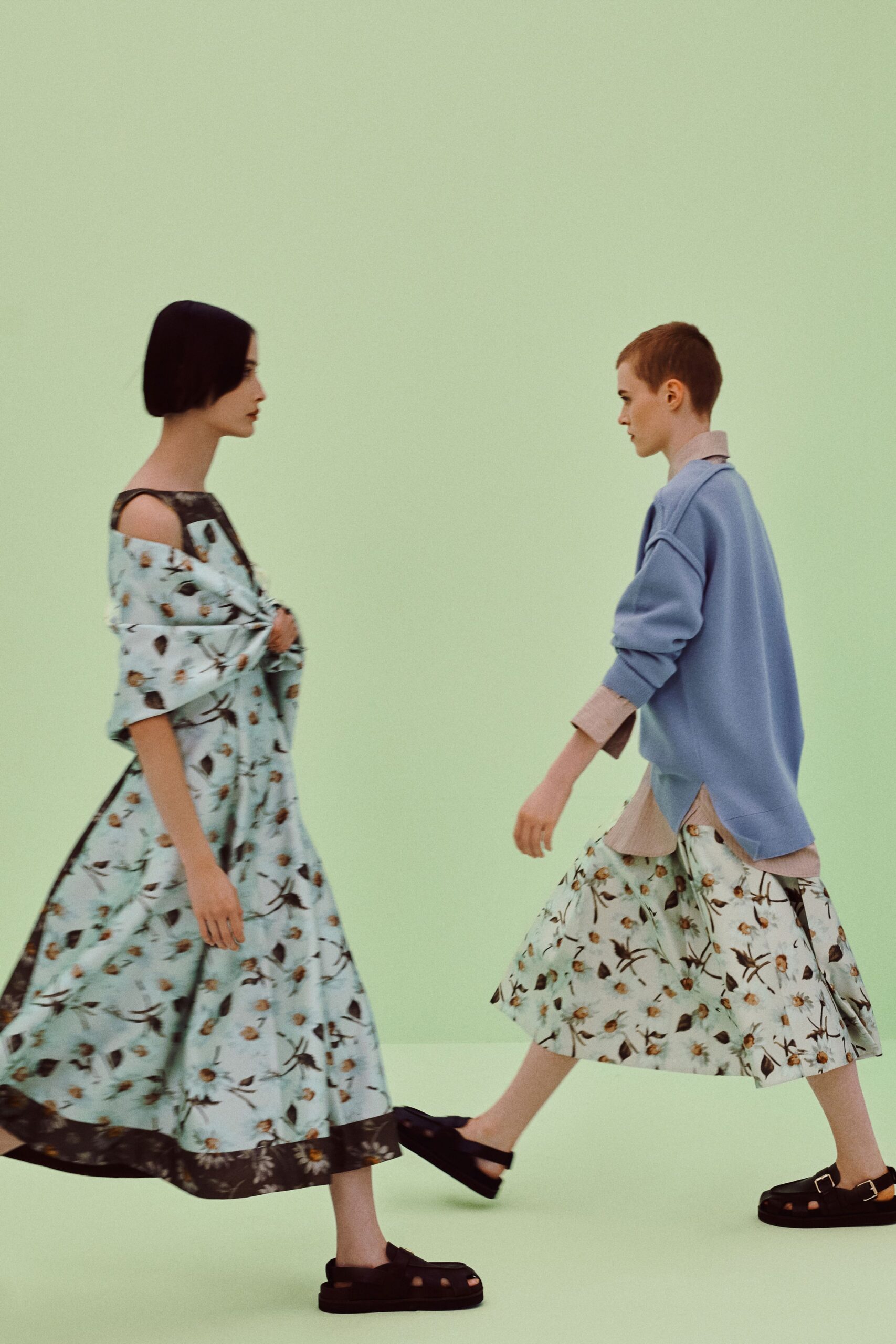 off-shoulder floral midi dress