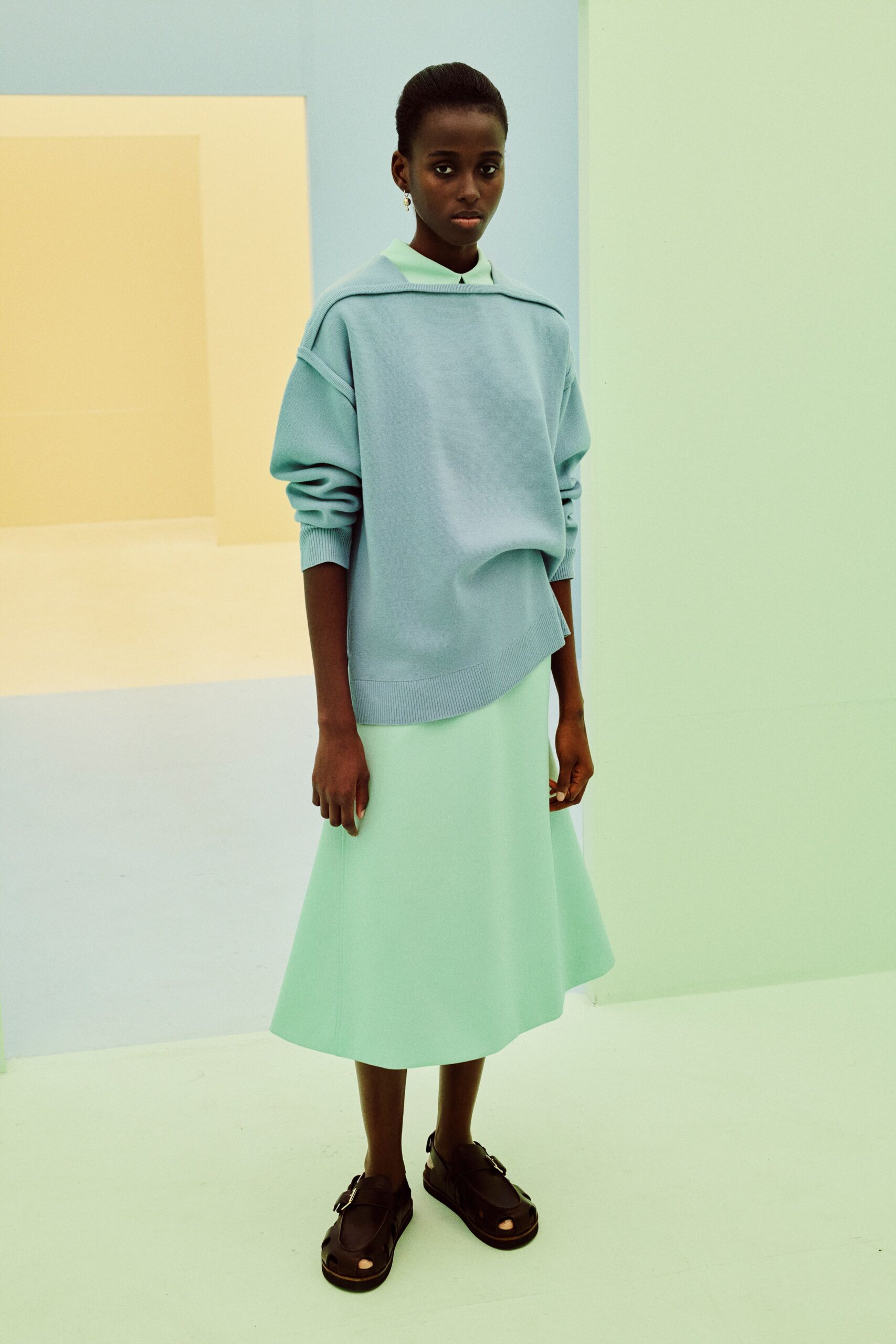 oversized knit boat-neck sweater