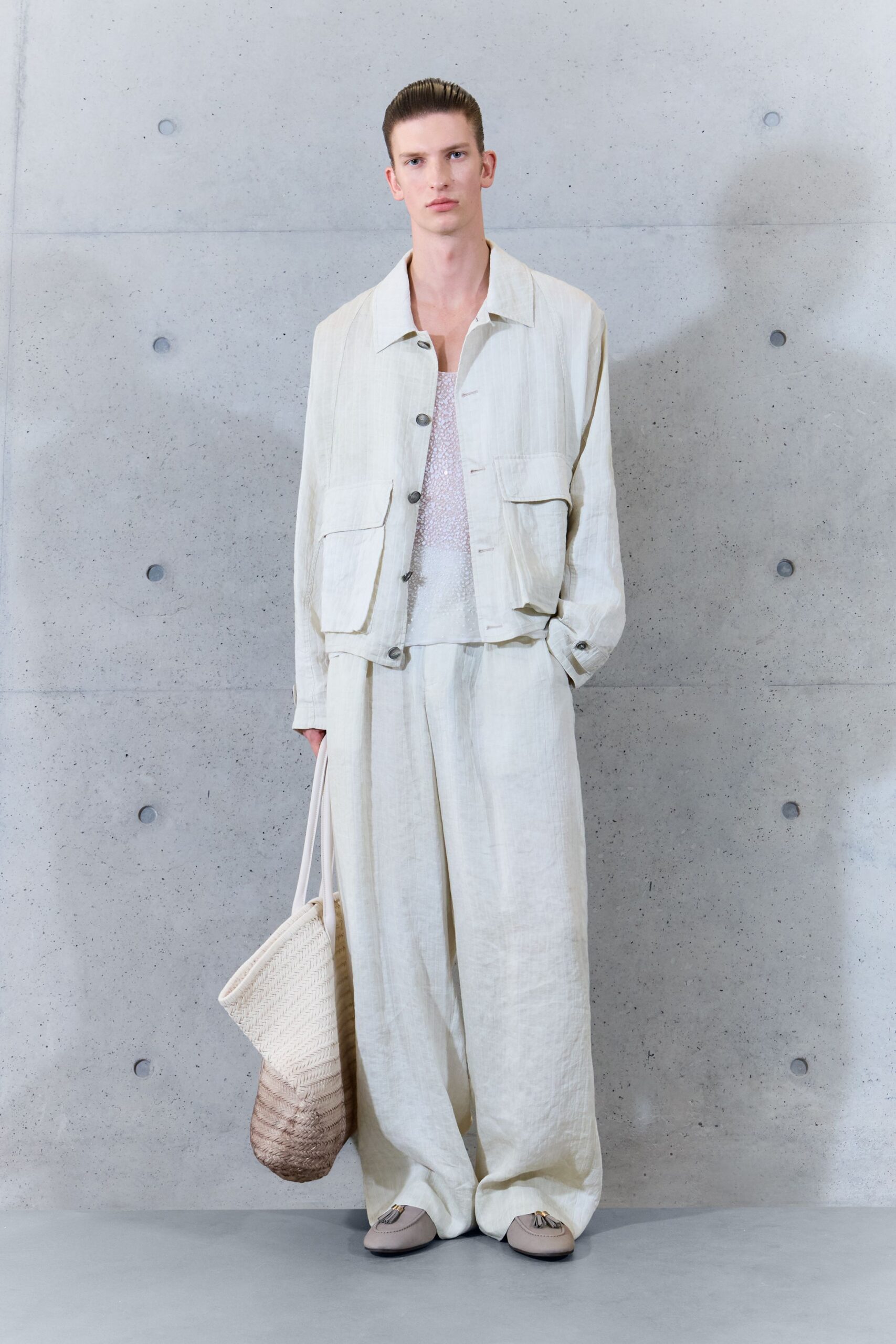 cropped ivory linen jacket