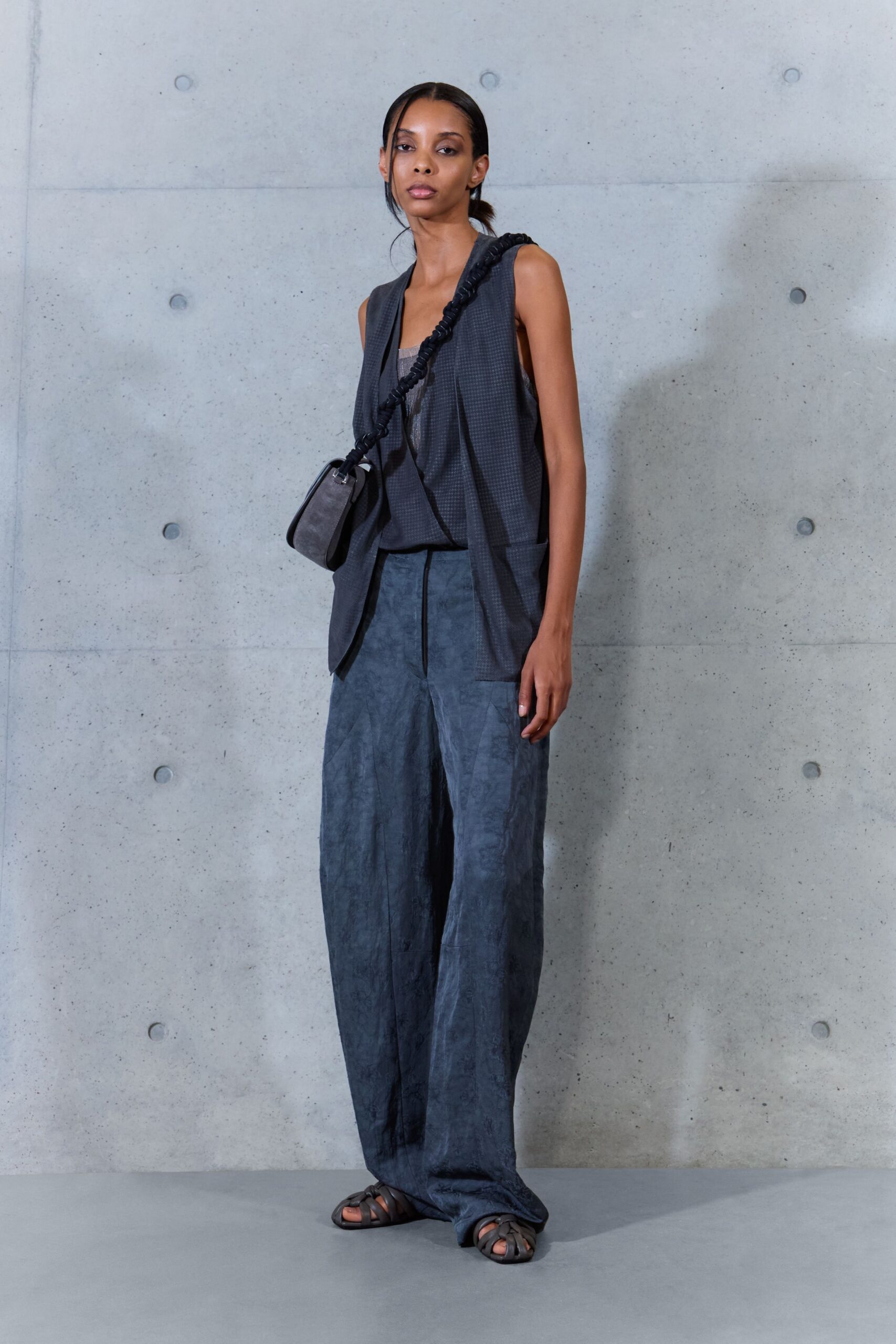 longline checked open-front vest