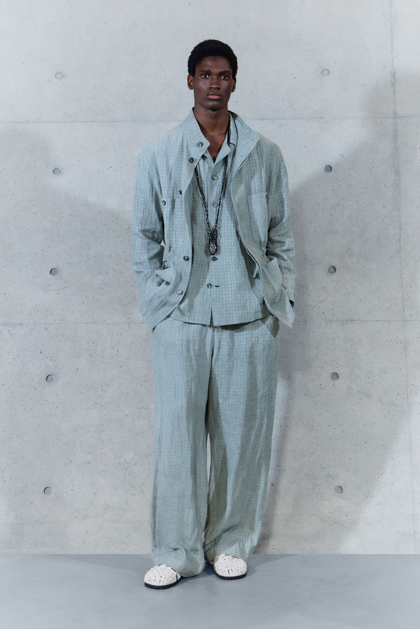pale green checked relaxed suit