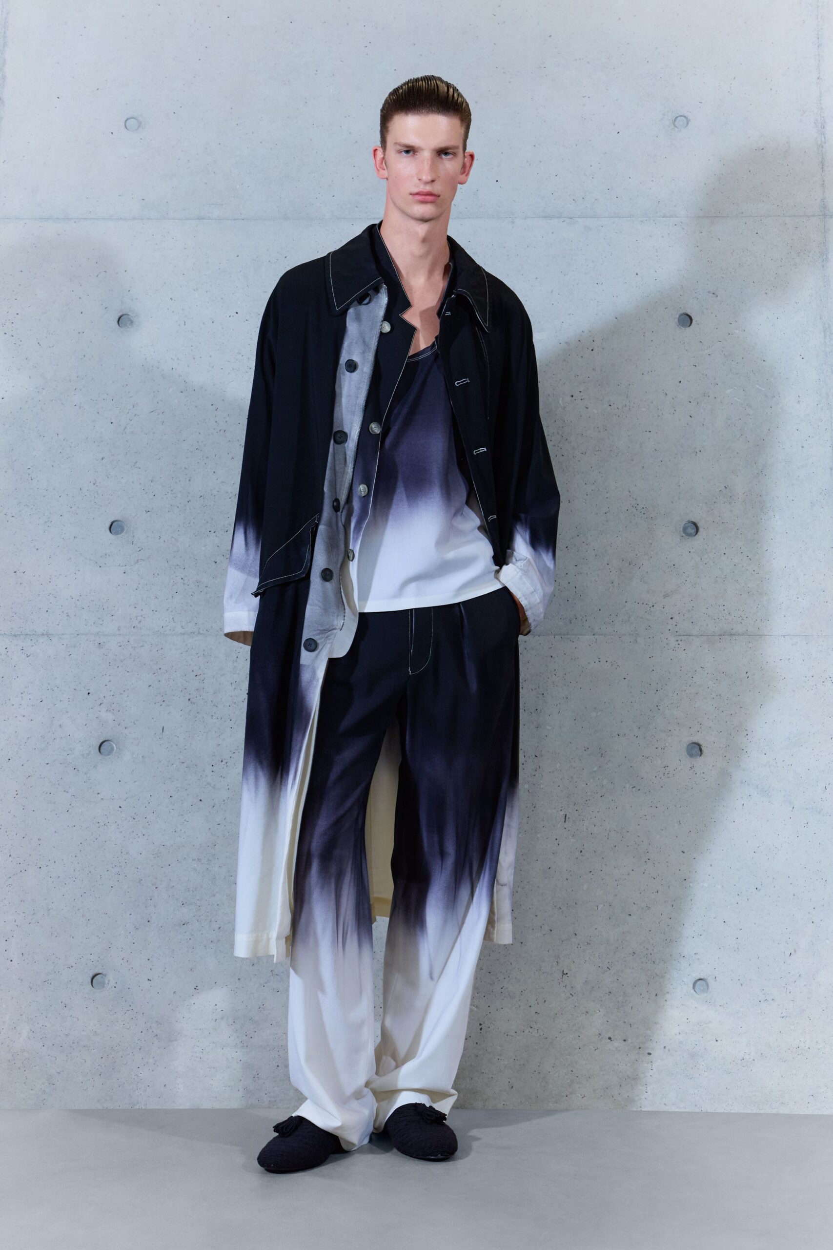 ombre single-breasted maxi coat