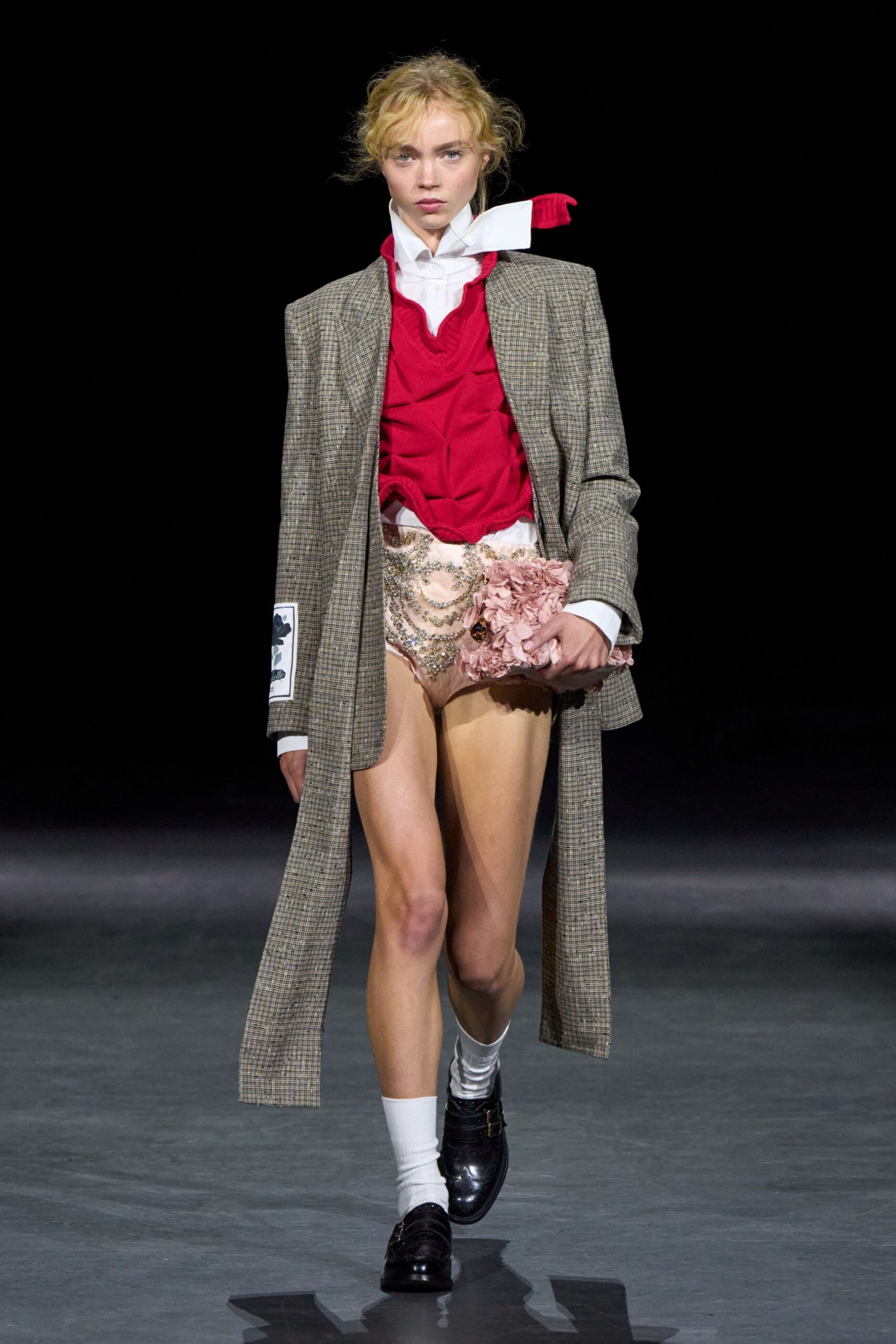 checked oversized overcoat