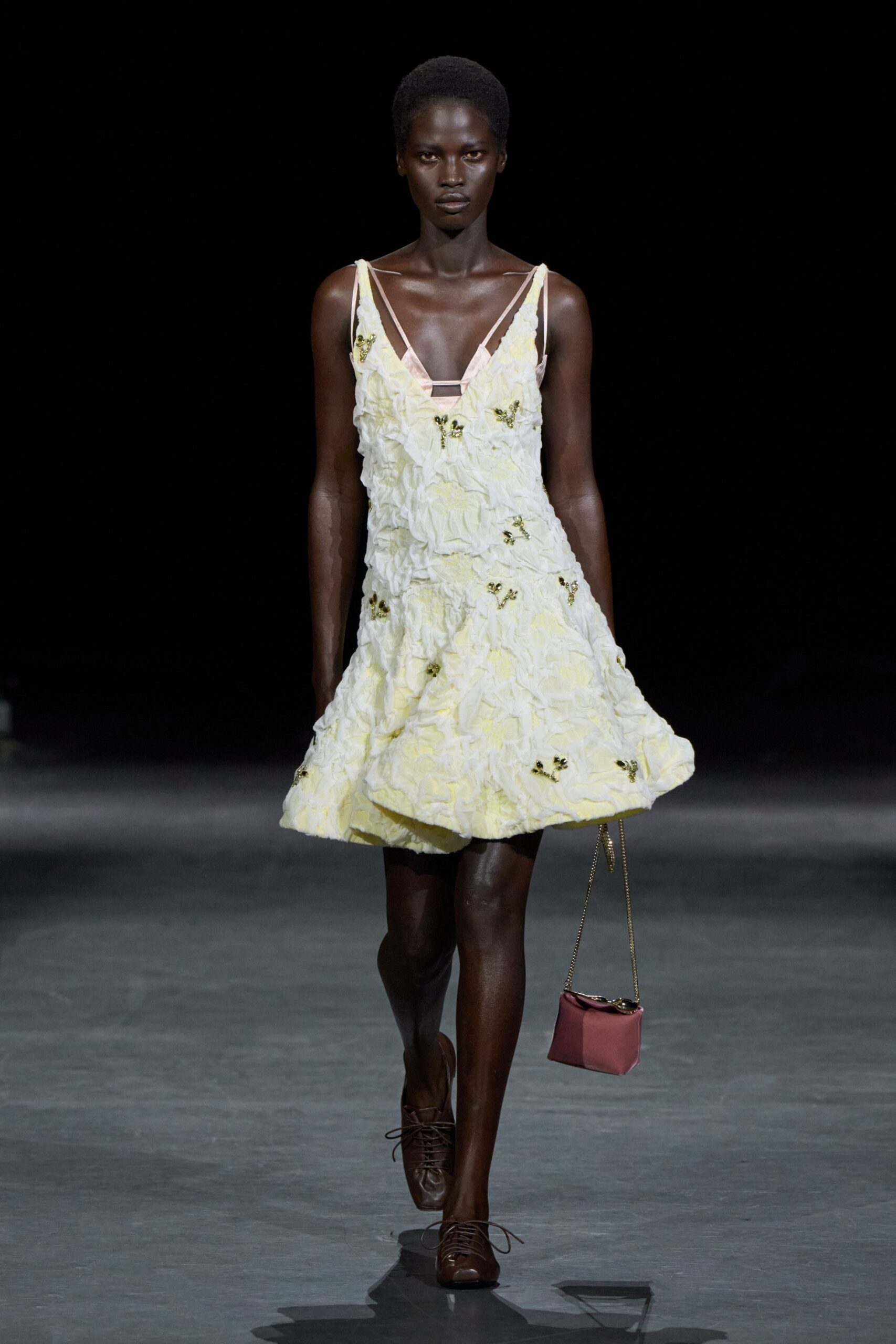 butterfly appliqué ruffled mini dress