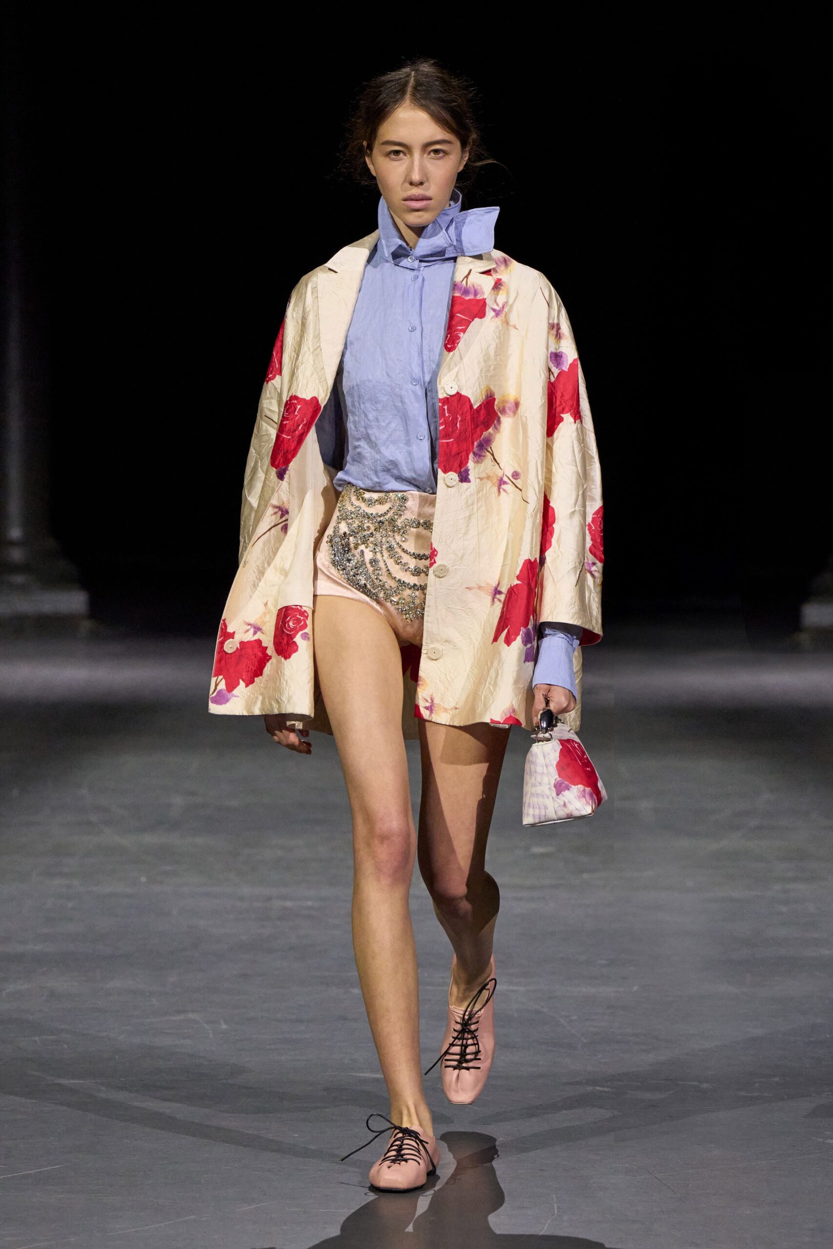 floral satin car coat