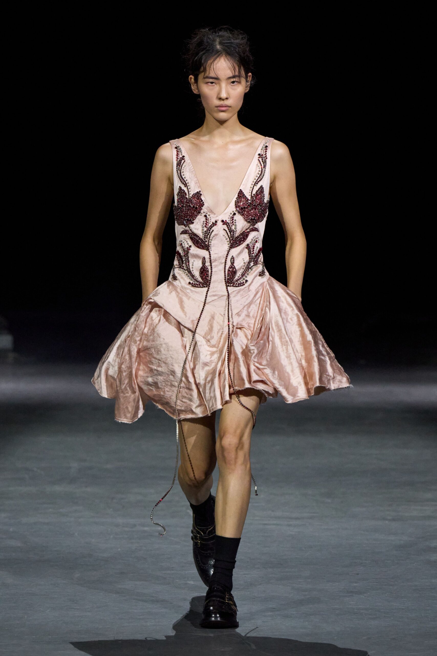 beaded bubble-hem mini dress