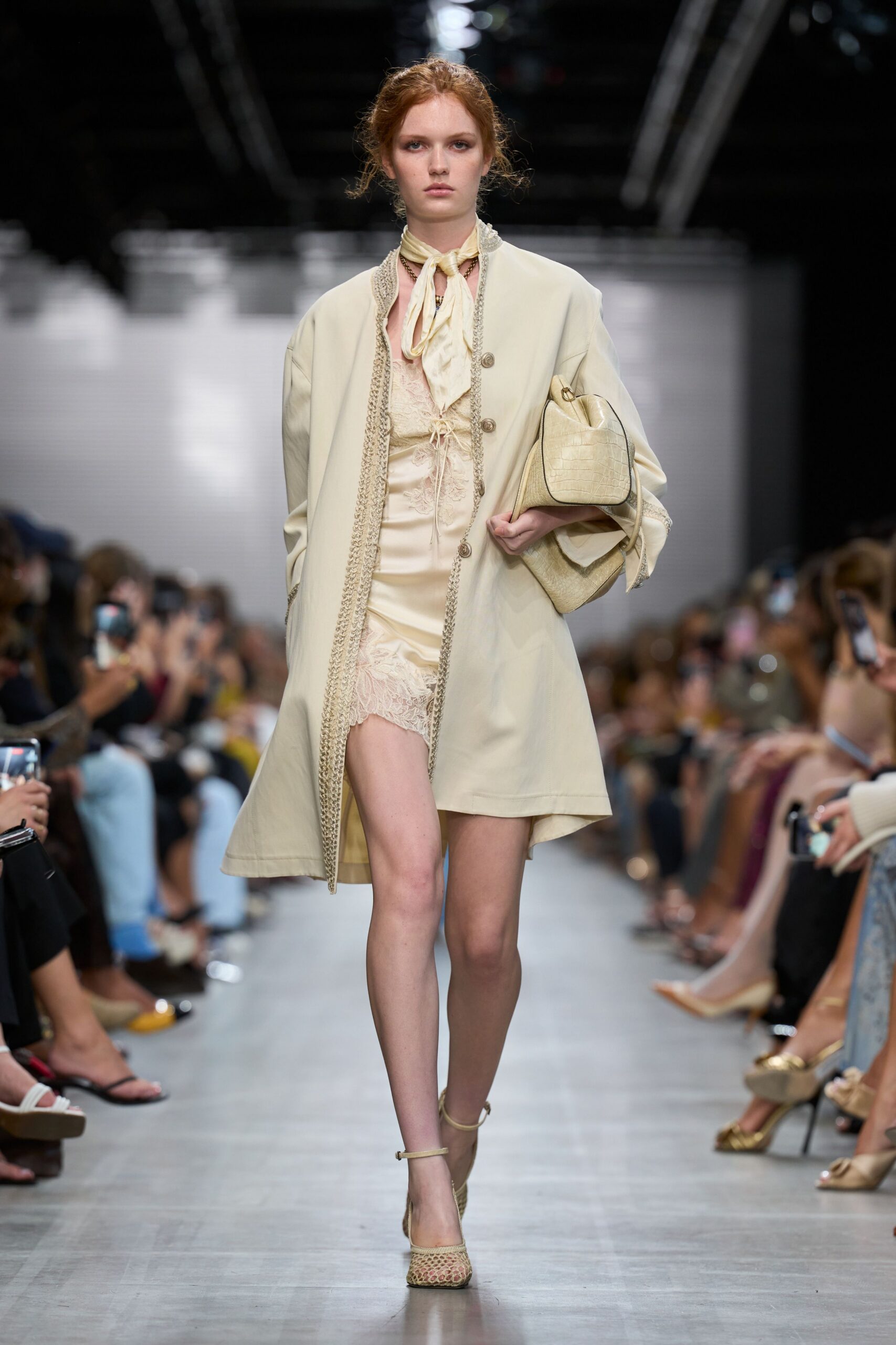 ivory leather embossed textured bag
