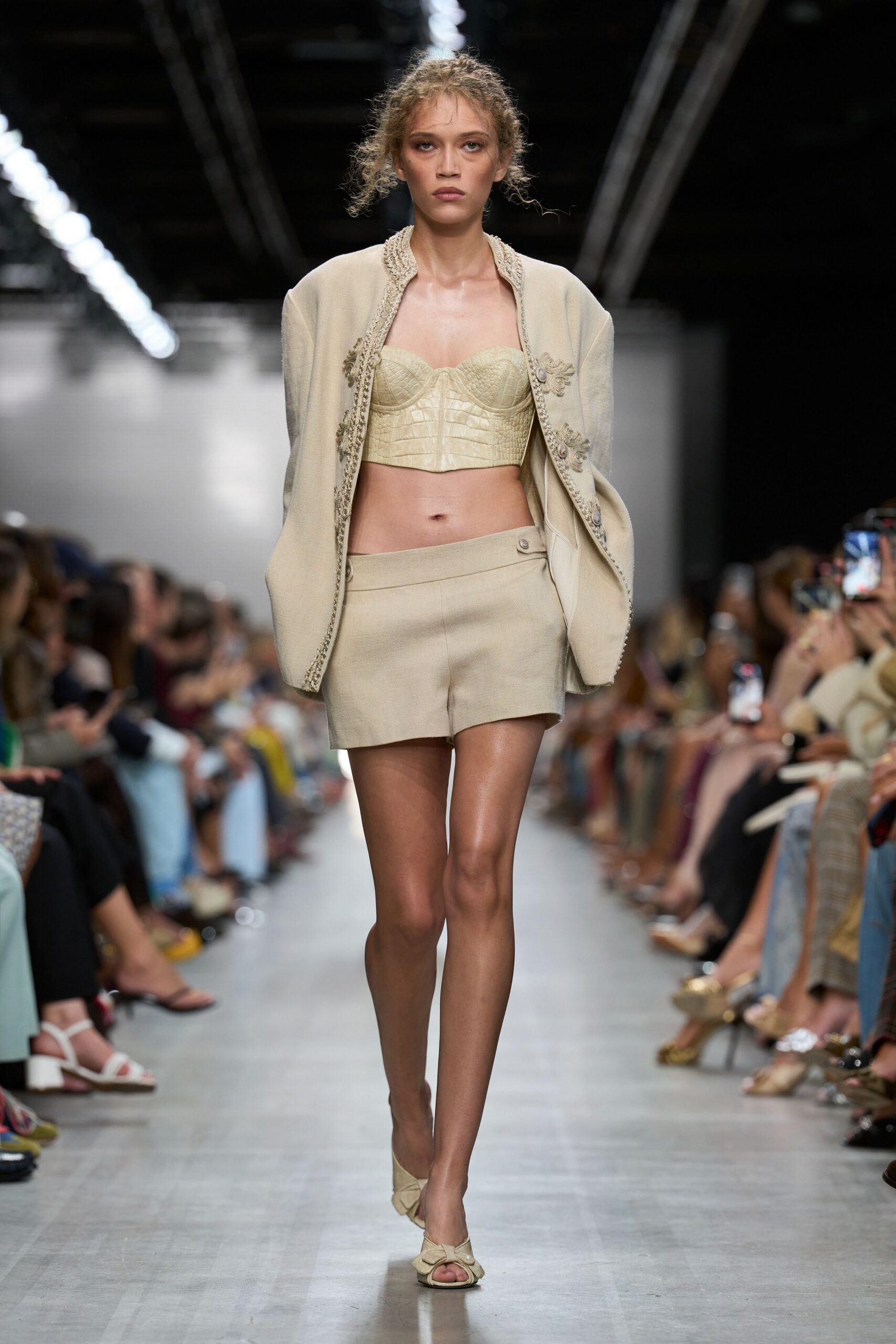croc-effect strapless bustier