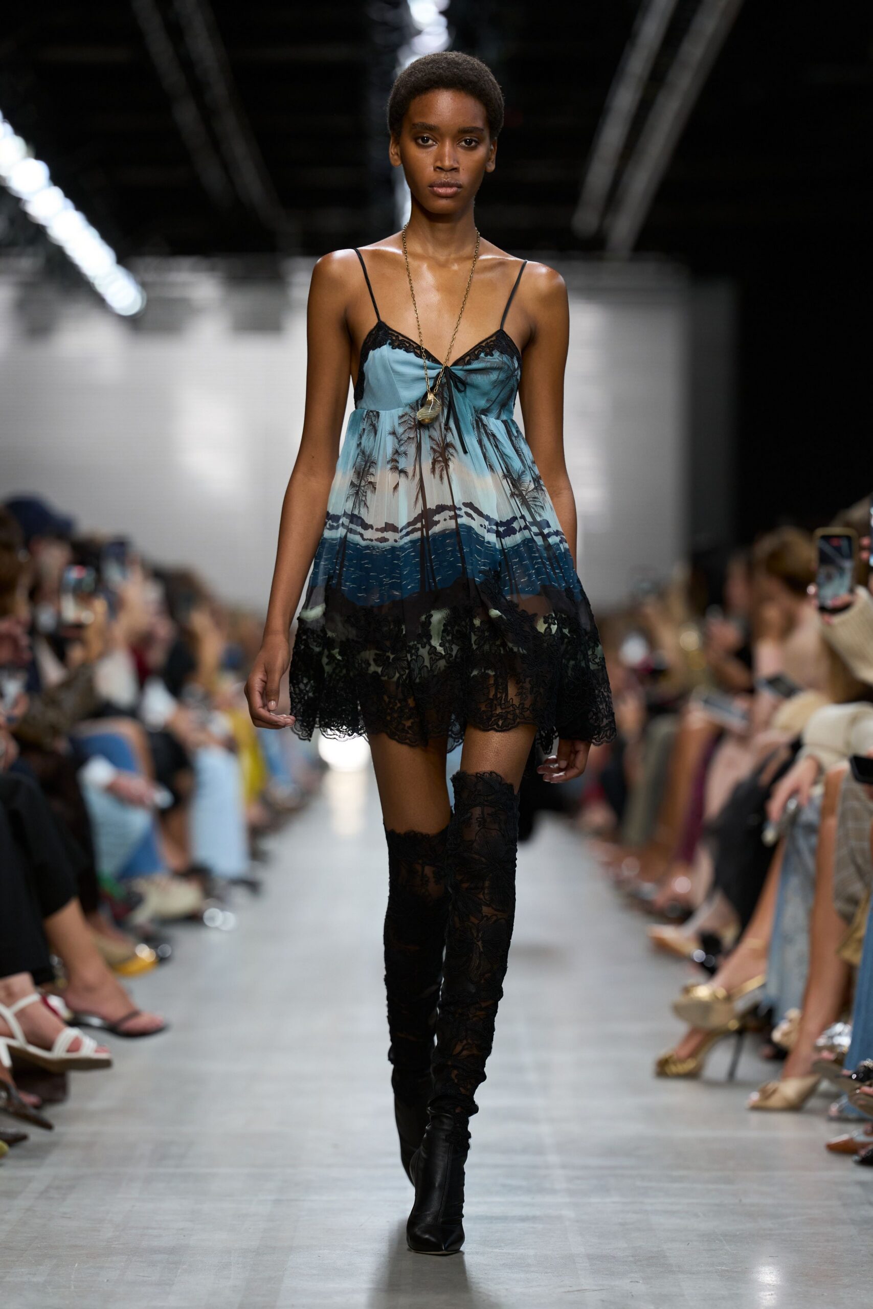 tropical palm print slip dress