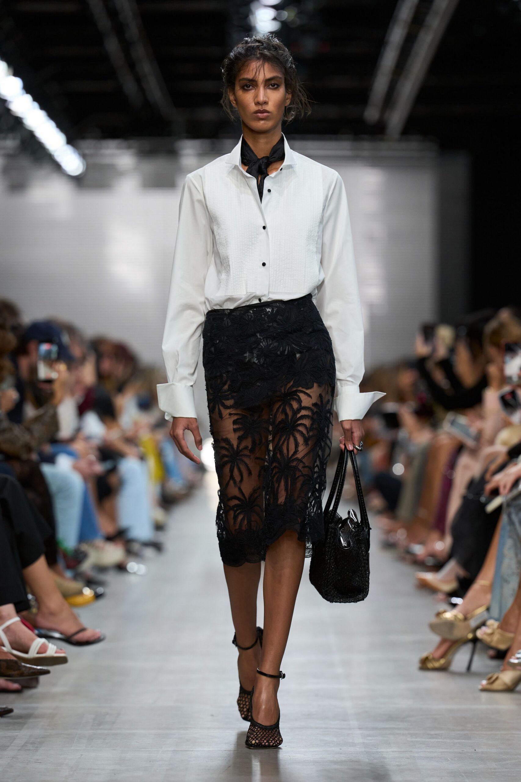 sheer black floral lace pencil skirt