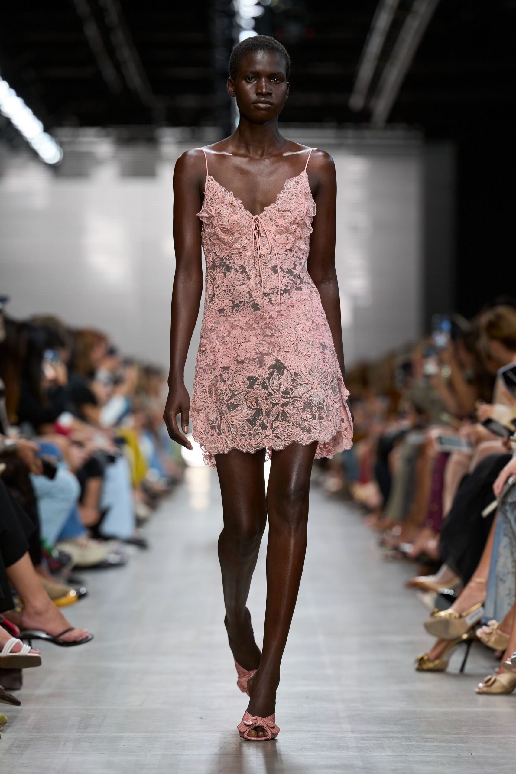 pink floral lace slip dress
