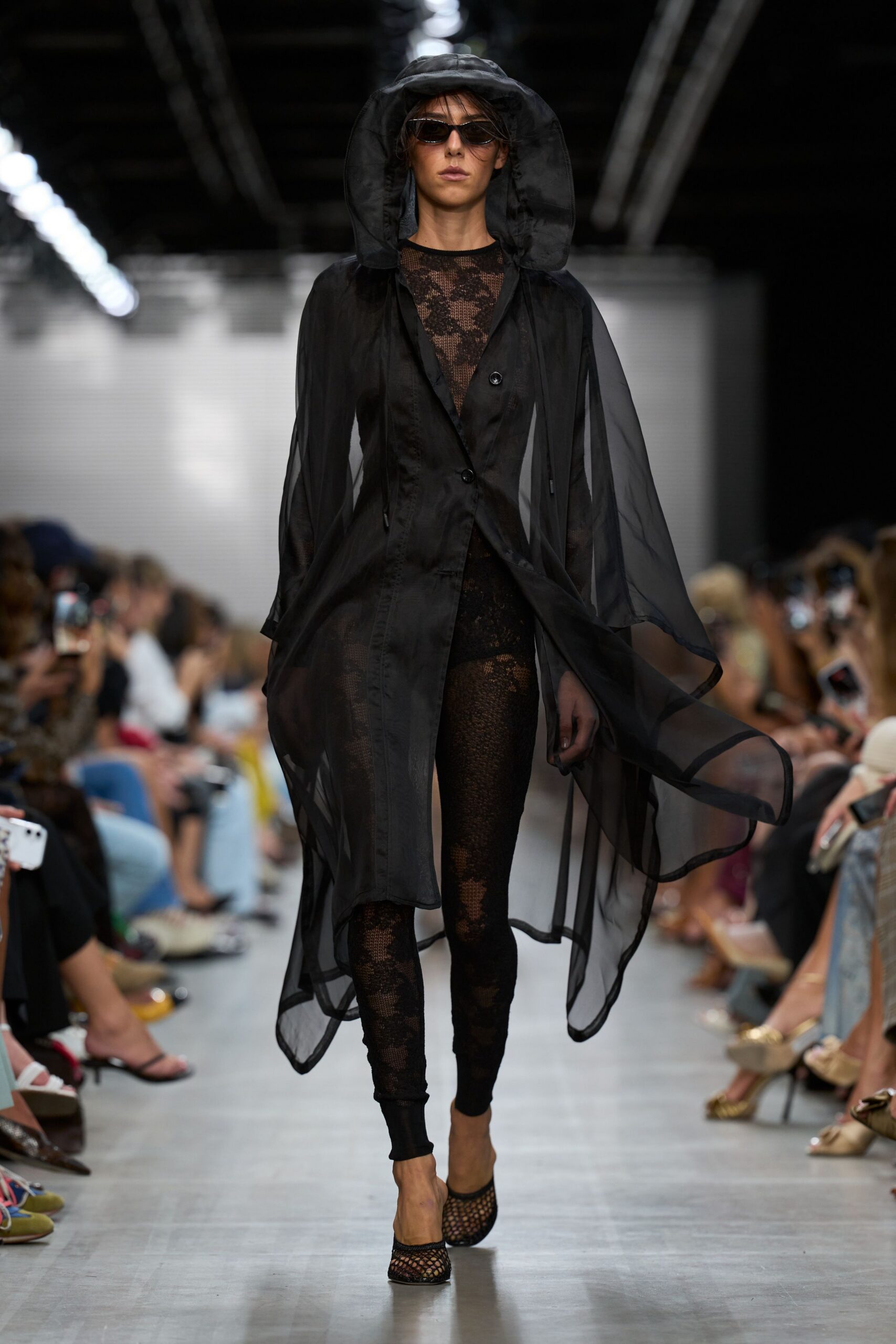 hooded sheer chiffon cape