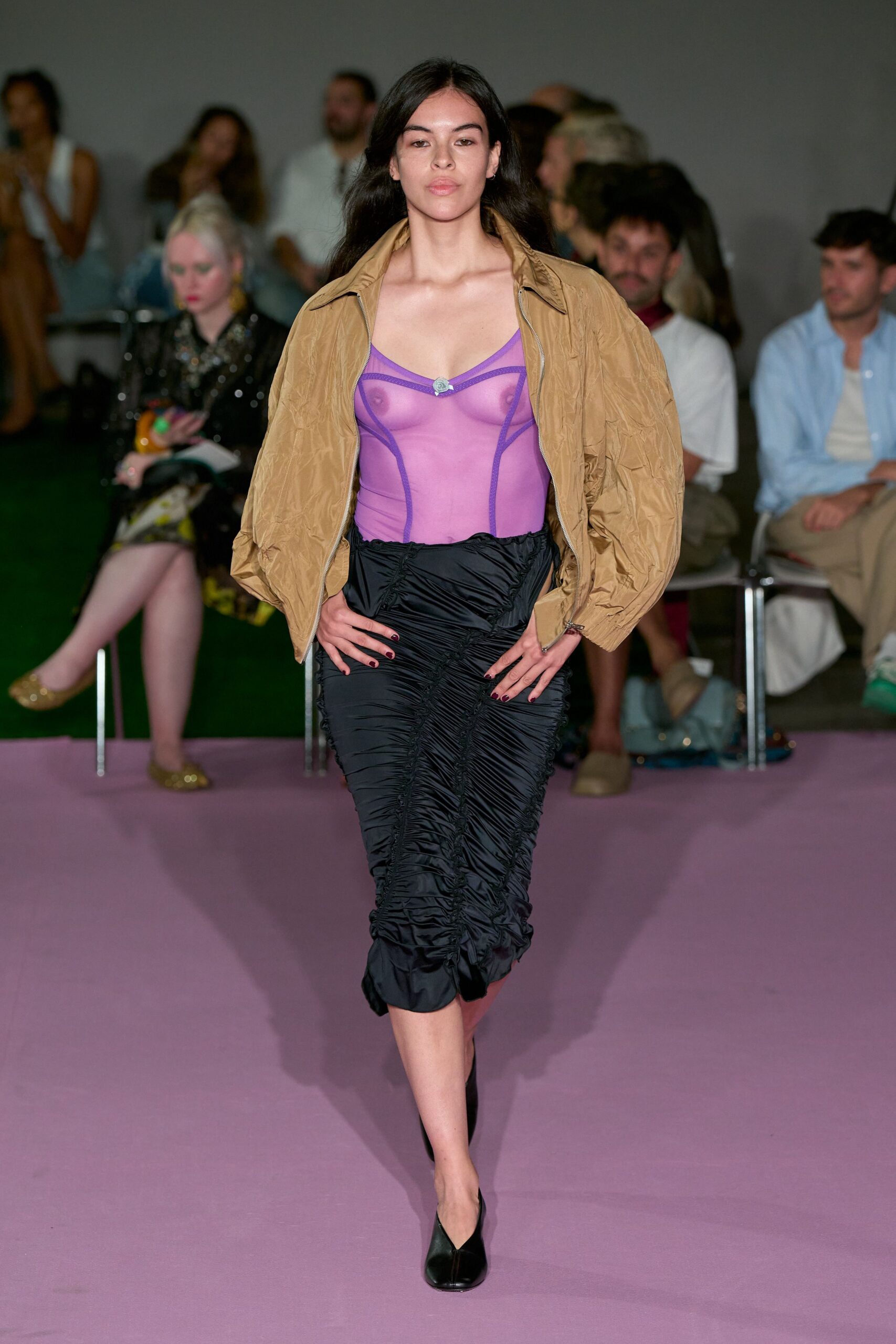 sheer purple mesh bodysuit
