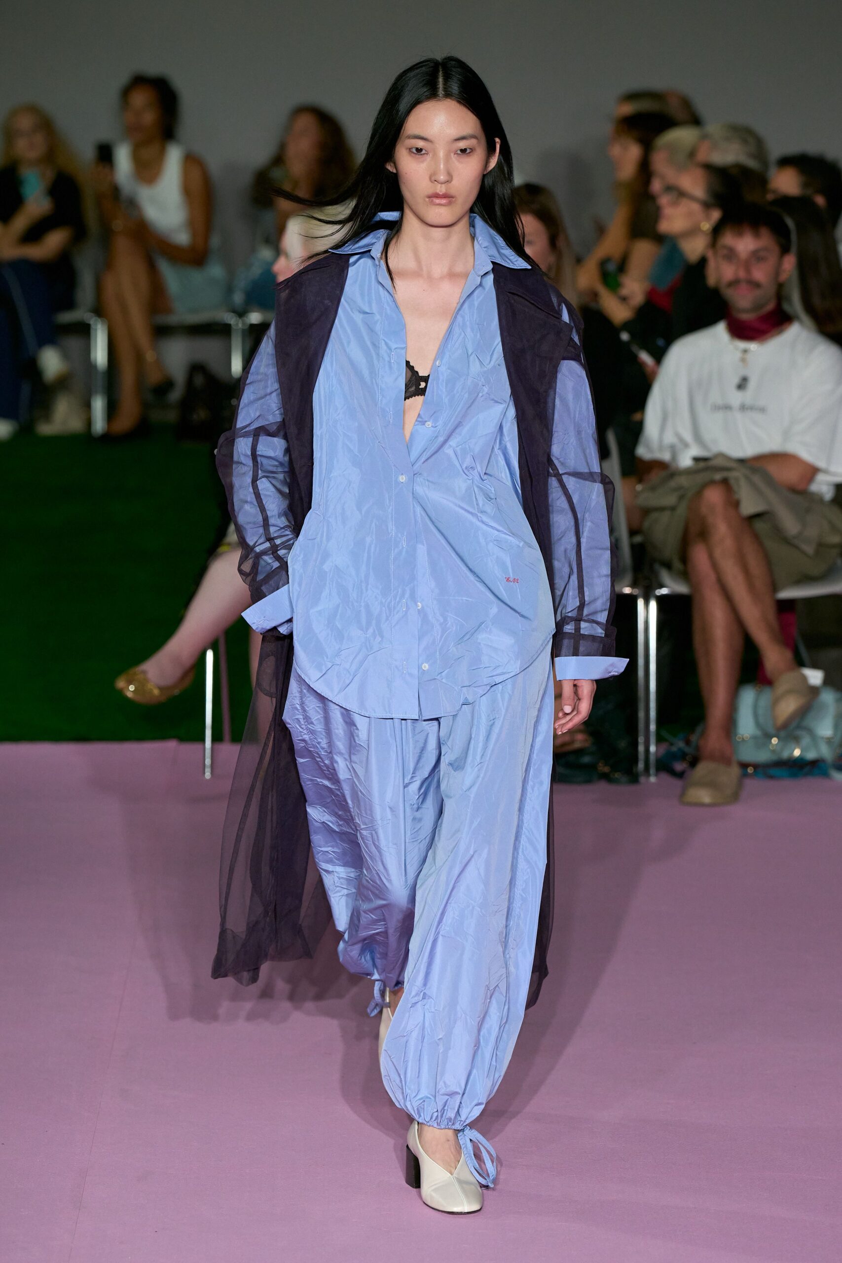 blue unknown long-sleeve collared oversized buttoned shirt
