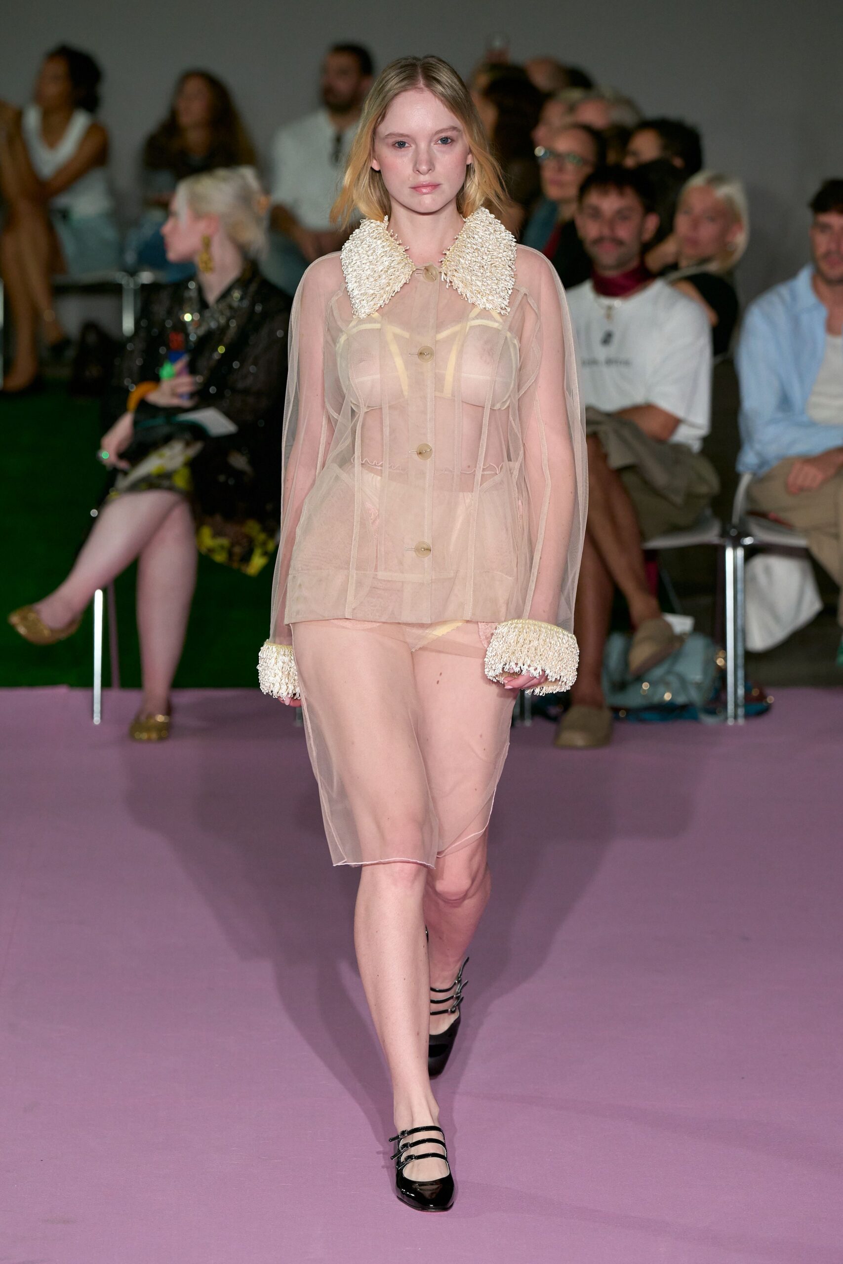 sheer organza collared duster coat