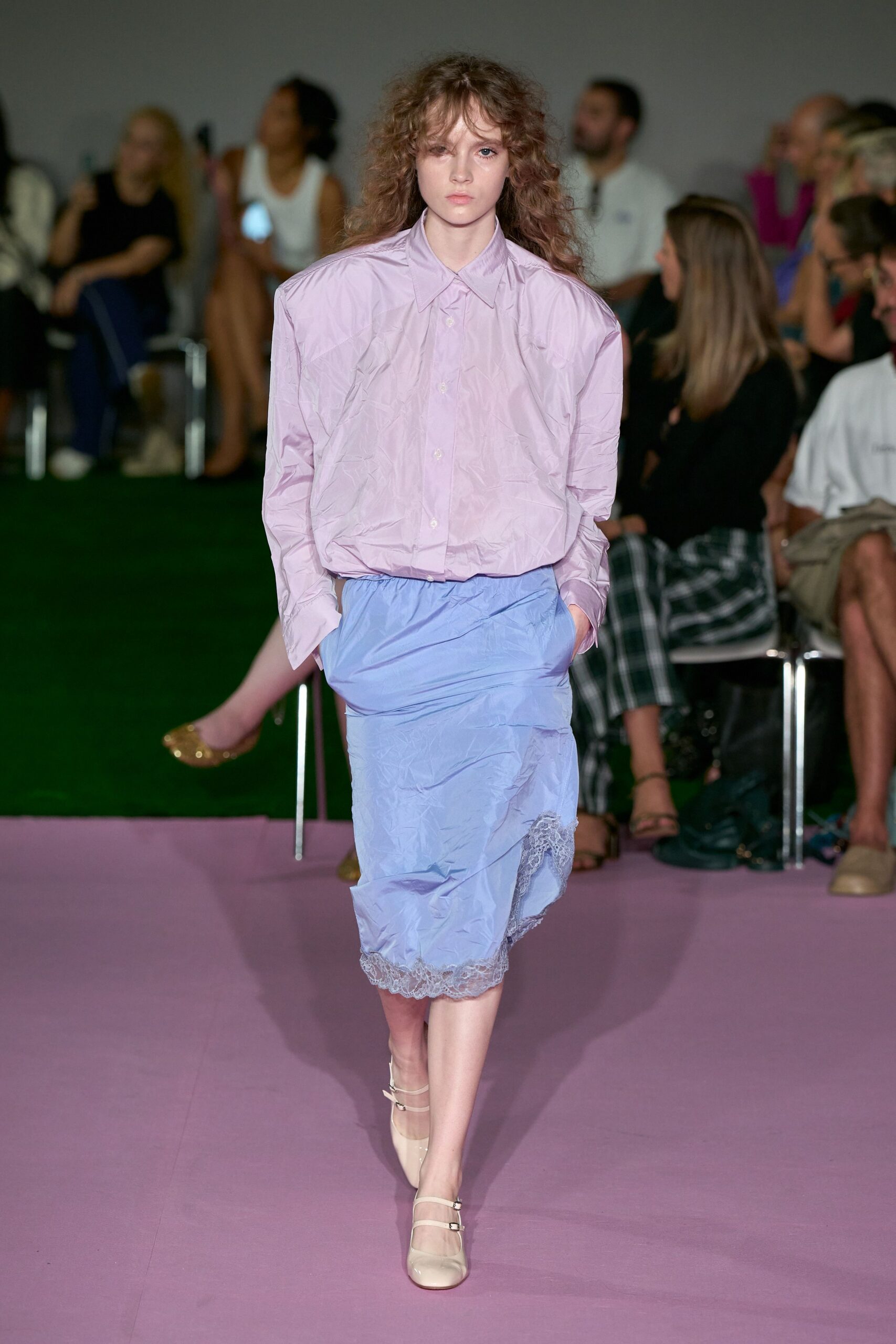blue lace-trim slip skirt